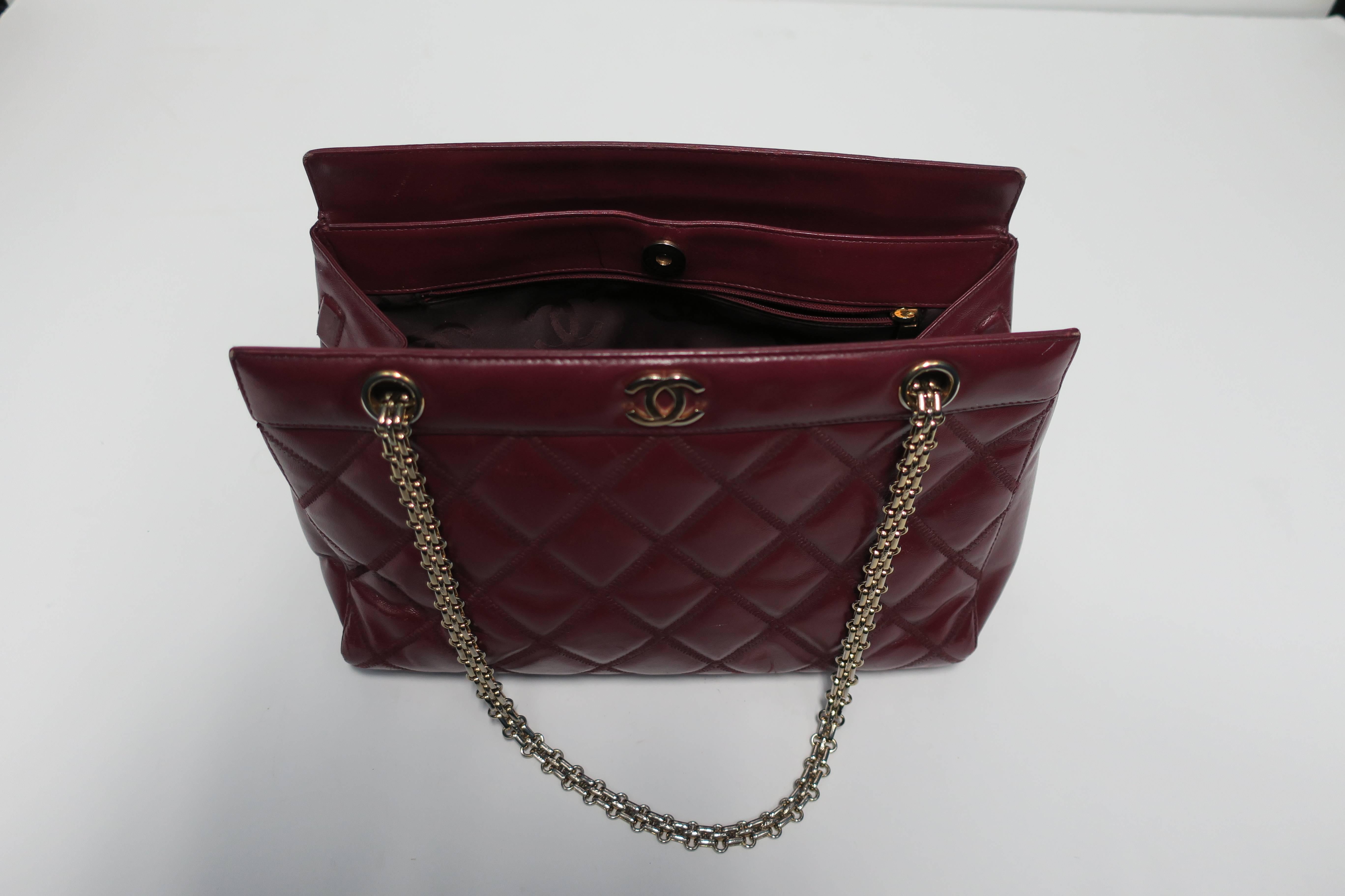 Late 20th Century Chanel Burgundy Red Leather Bag