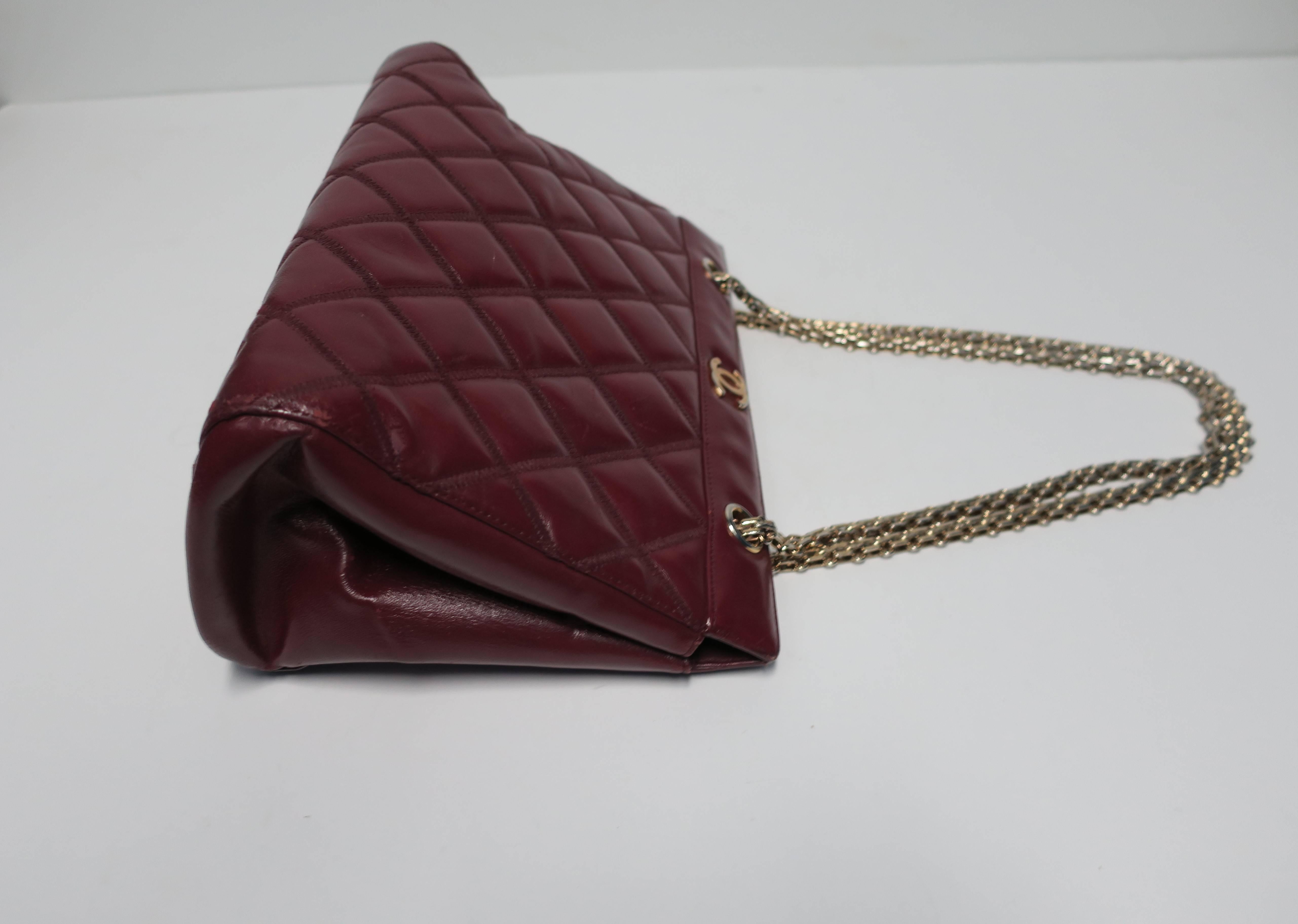 Chanel Burgundy Red Leather Bag 2