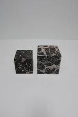 Pair of Vintage Black and White Marble Bookends or Pedestals
