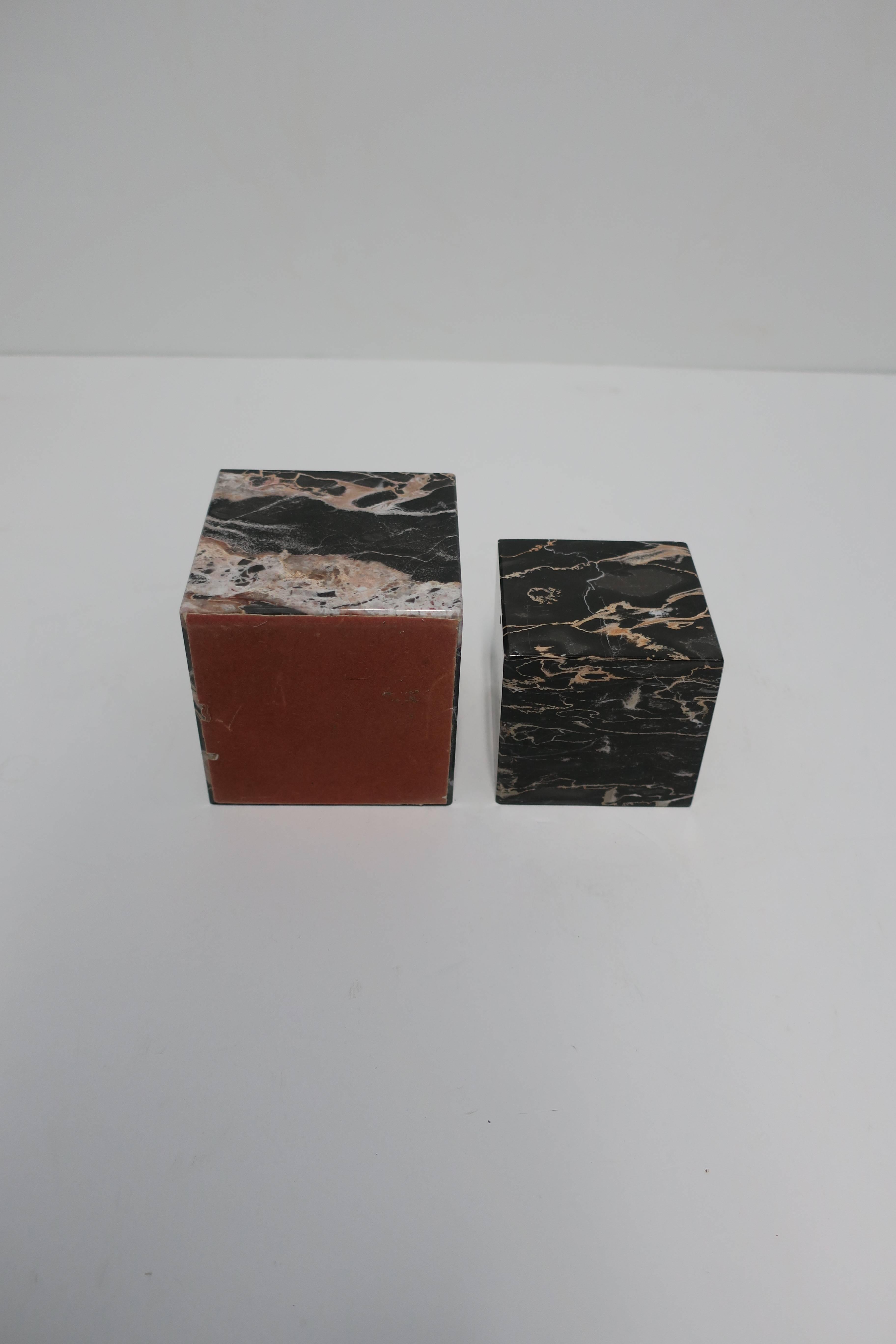 Pair of Vintage Black and White Marble Bookends or Pedestals 3