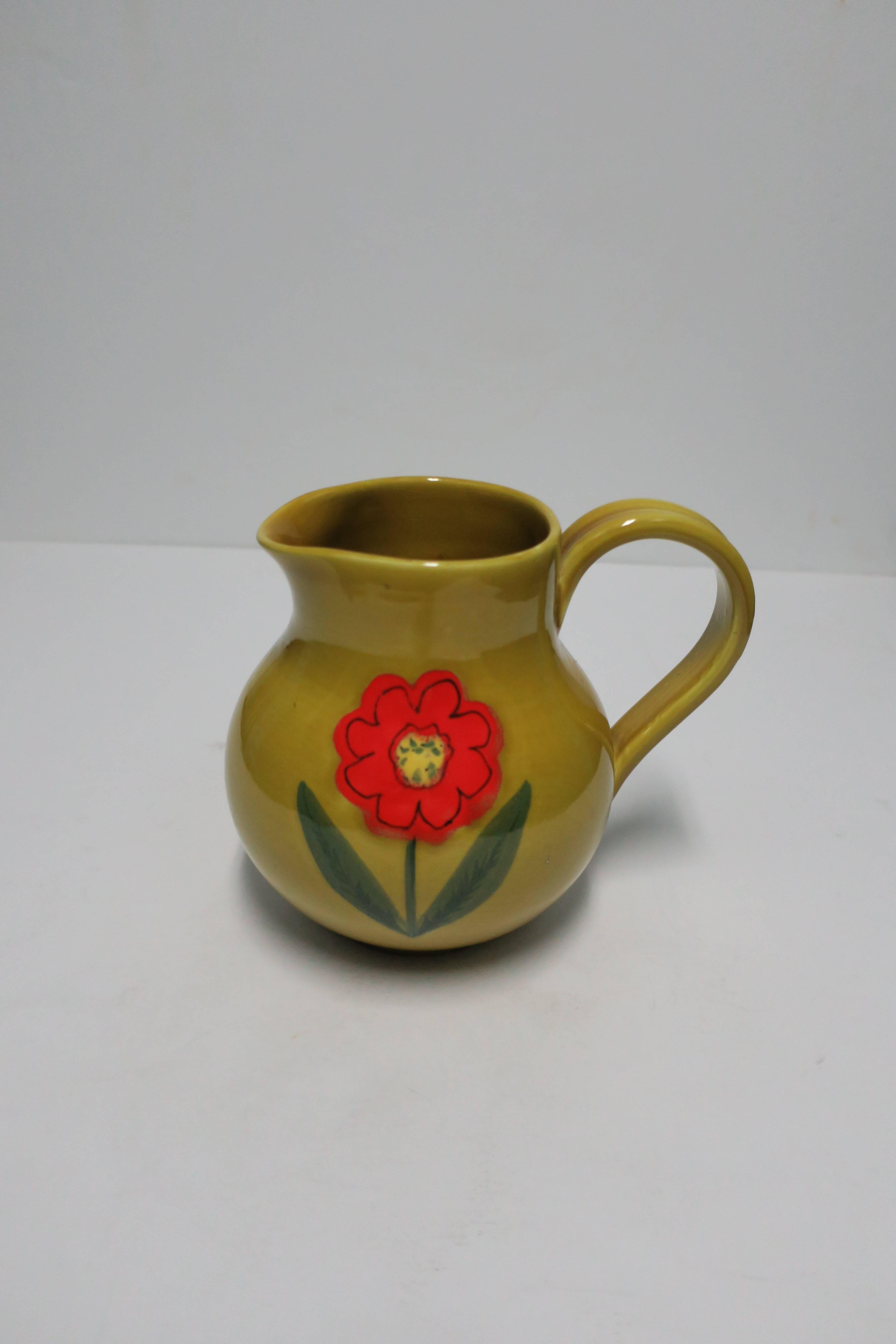 Glazed Italian Ceramic Pottery Pitcher or Vase
