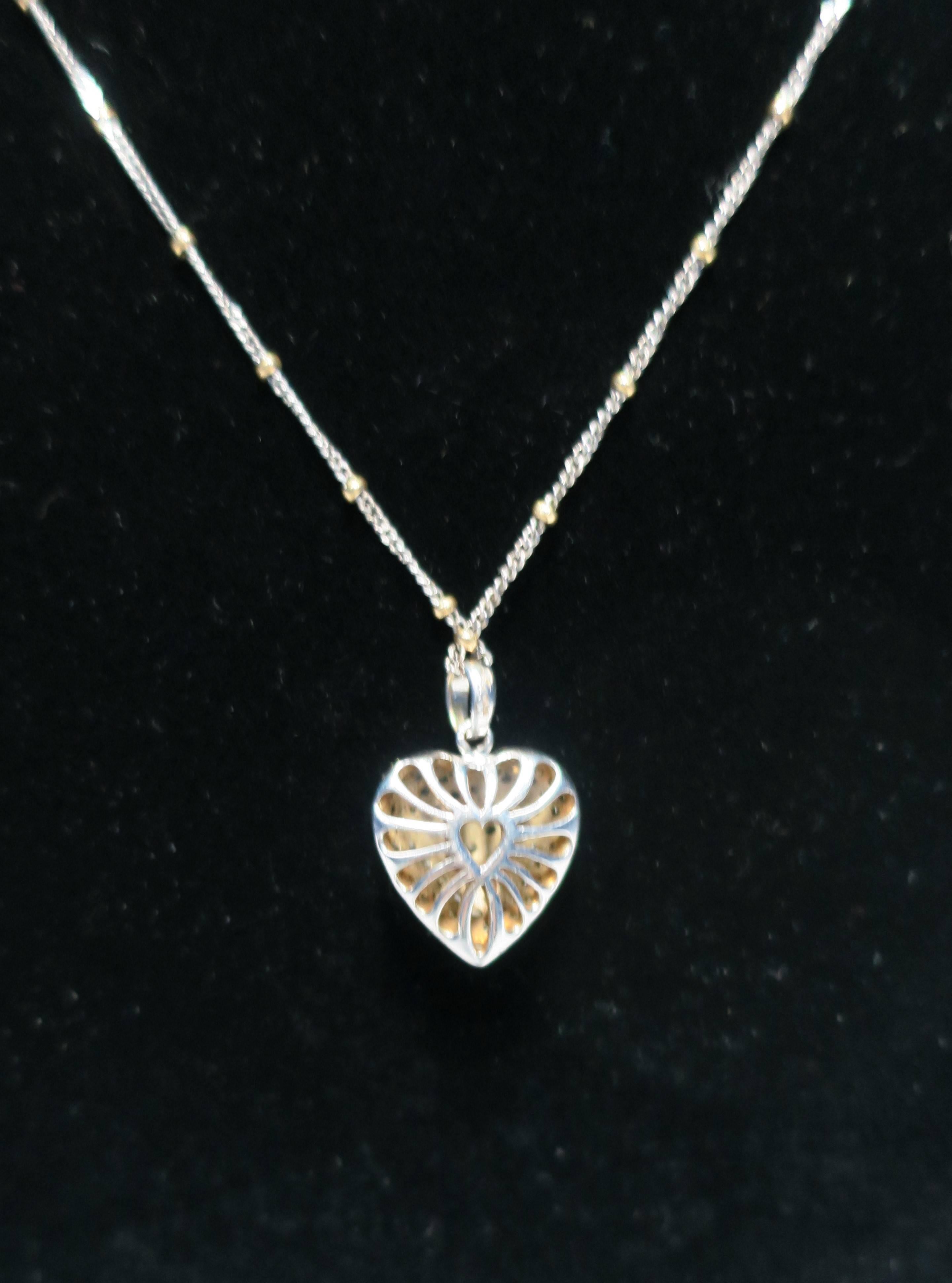 Pave Diamonds and 18 Karat Gold Pendant Heart Necklace in the Style of Cartier 6