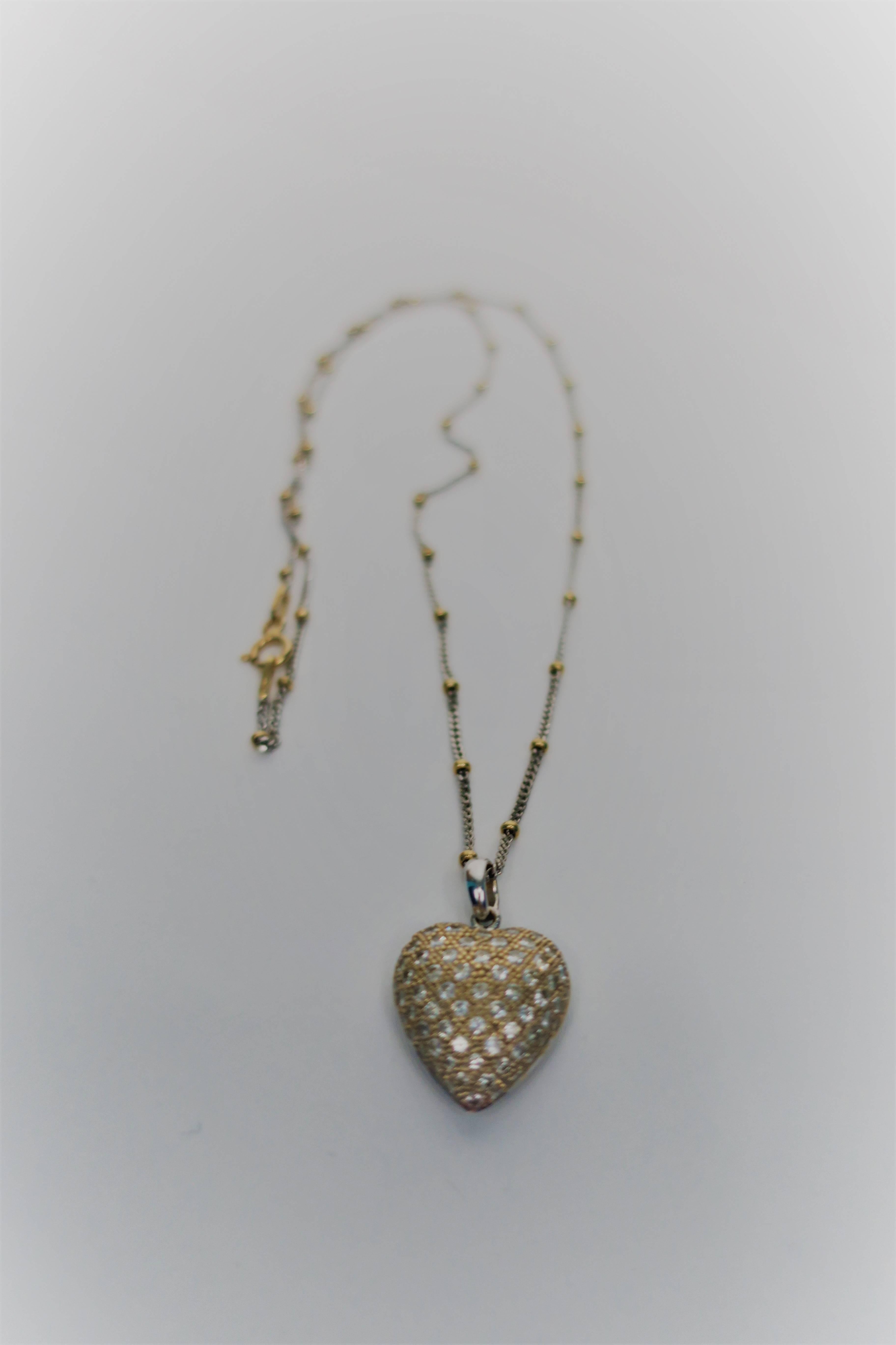 Pave Diamonds and 18 Karat Gold Pendant Heart Necklace in the Style of Cartier 2