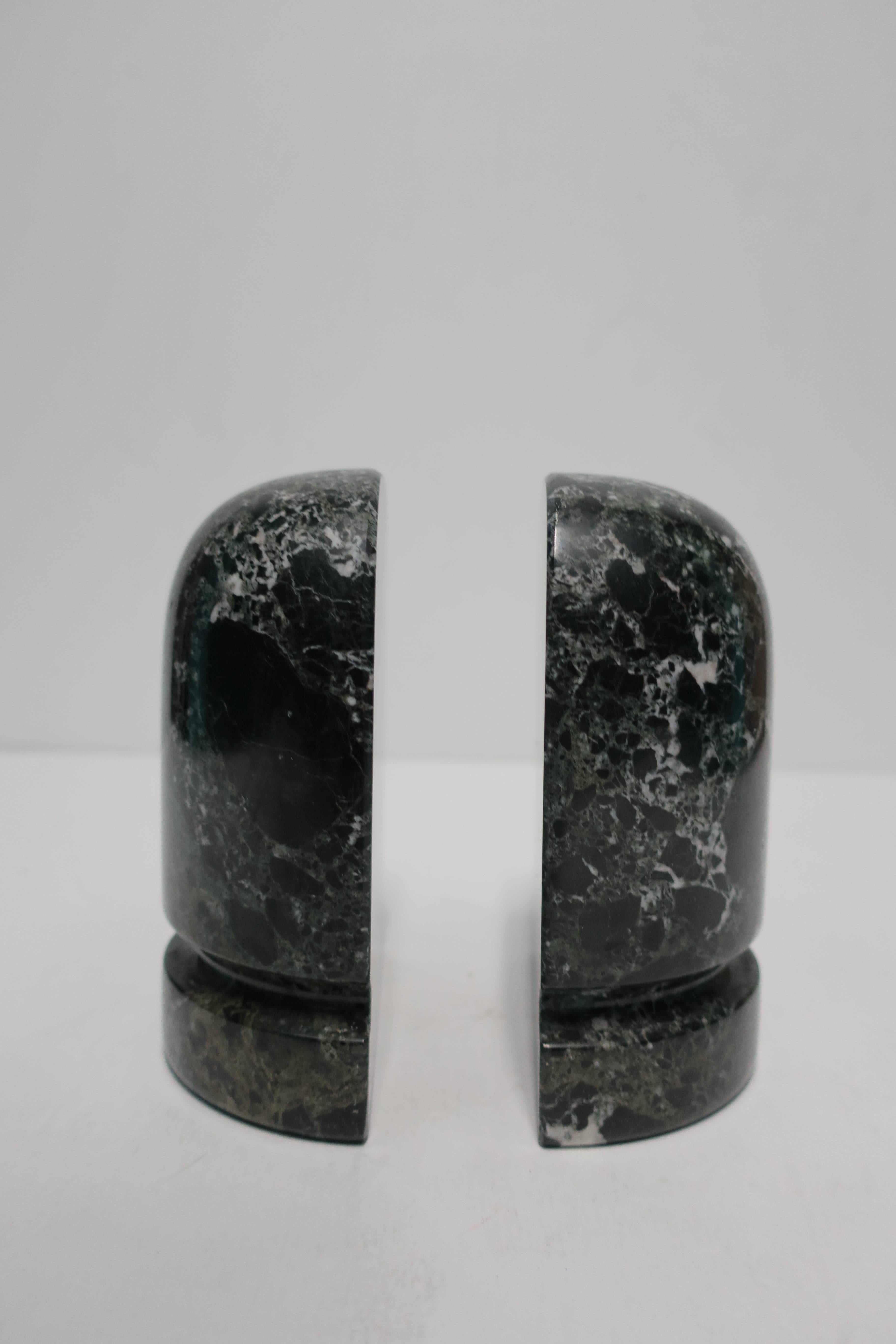 Post-Modern Pair Vintage Black and White Marble Bookends