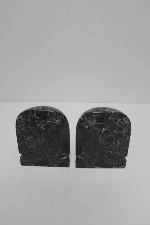 Pair Vintage Black and White Marble Bookends at 1stdibs
