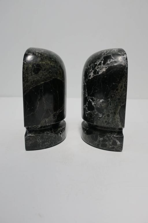 Pair Vintage Black and White Marble Bookends at 1stdibs
