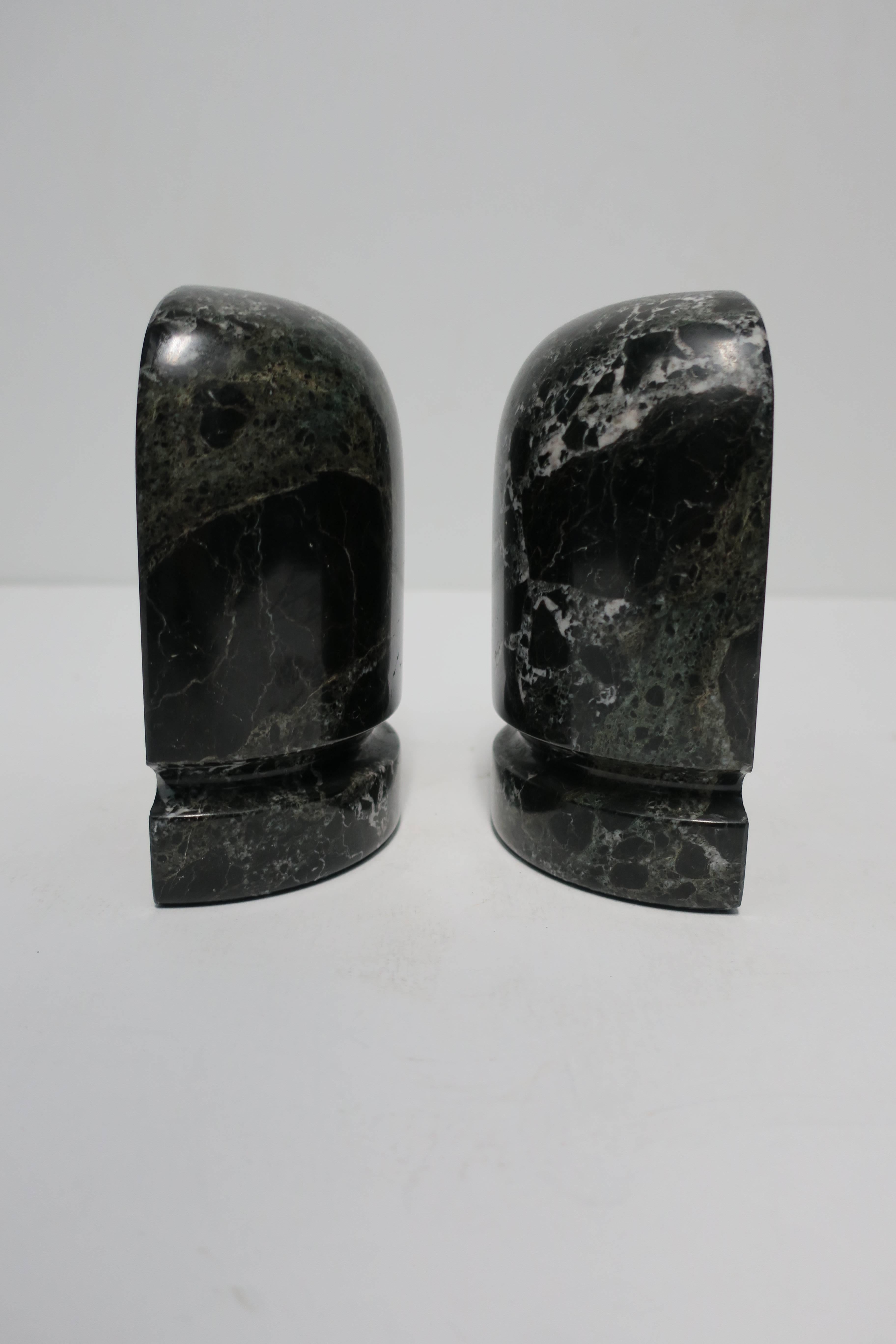 Late 20th Century Pair Vintage Black and White Marble Bookends