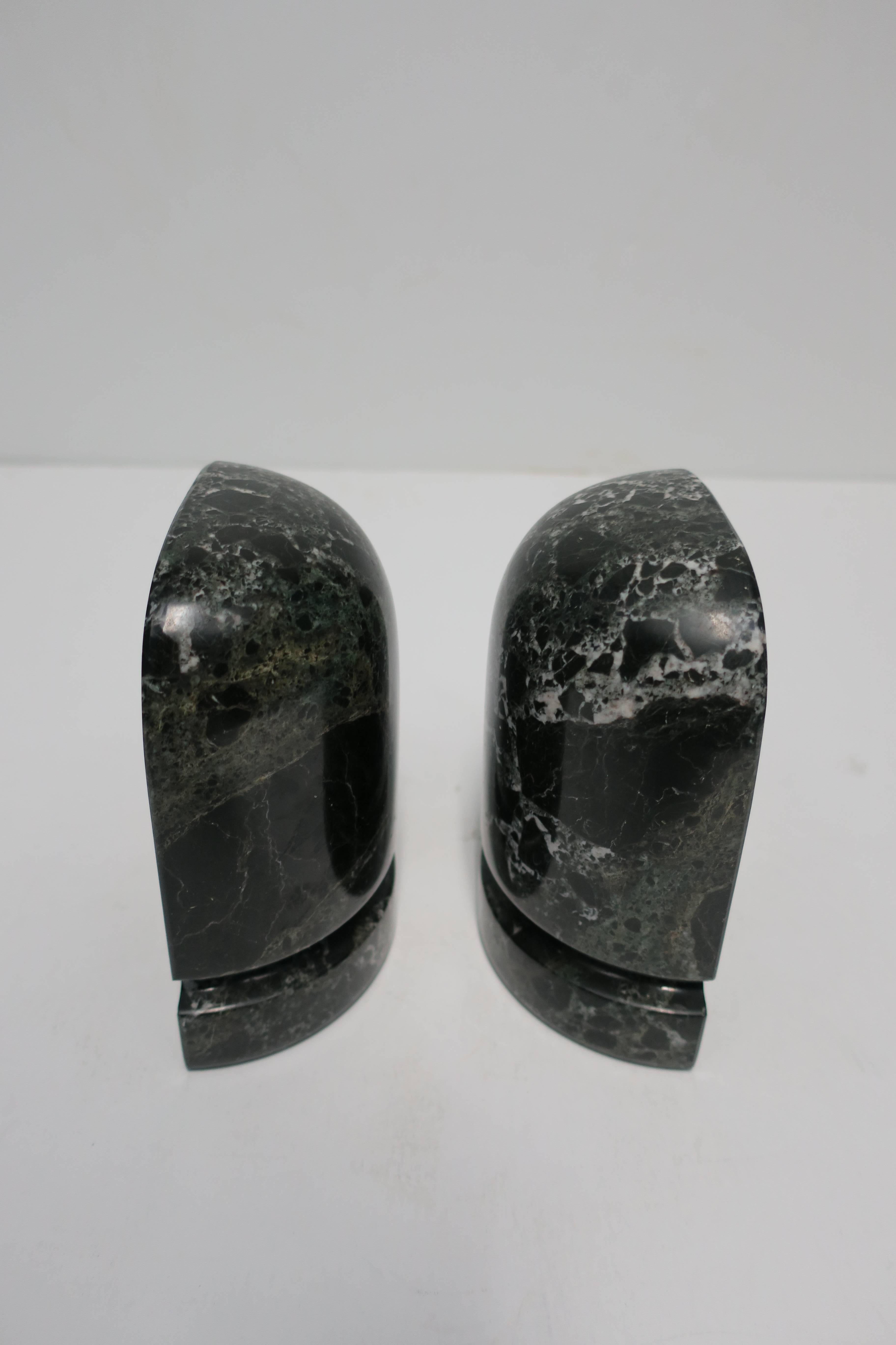 Pair Vintage Black and White Marble Bookends 1