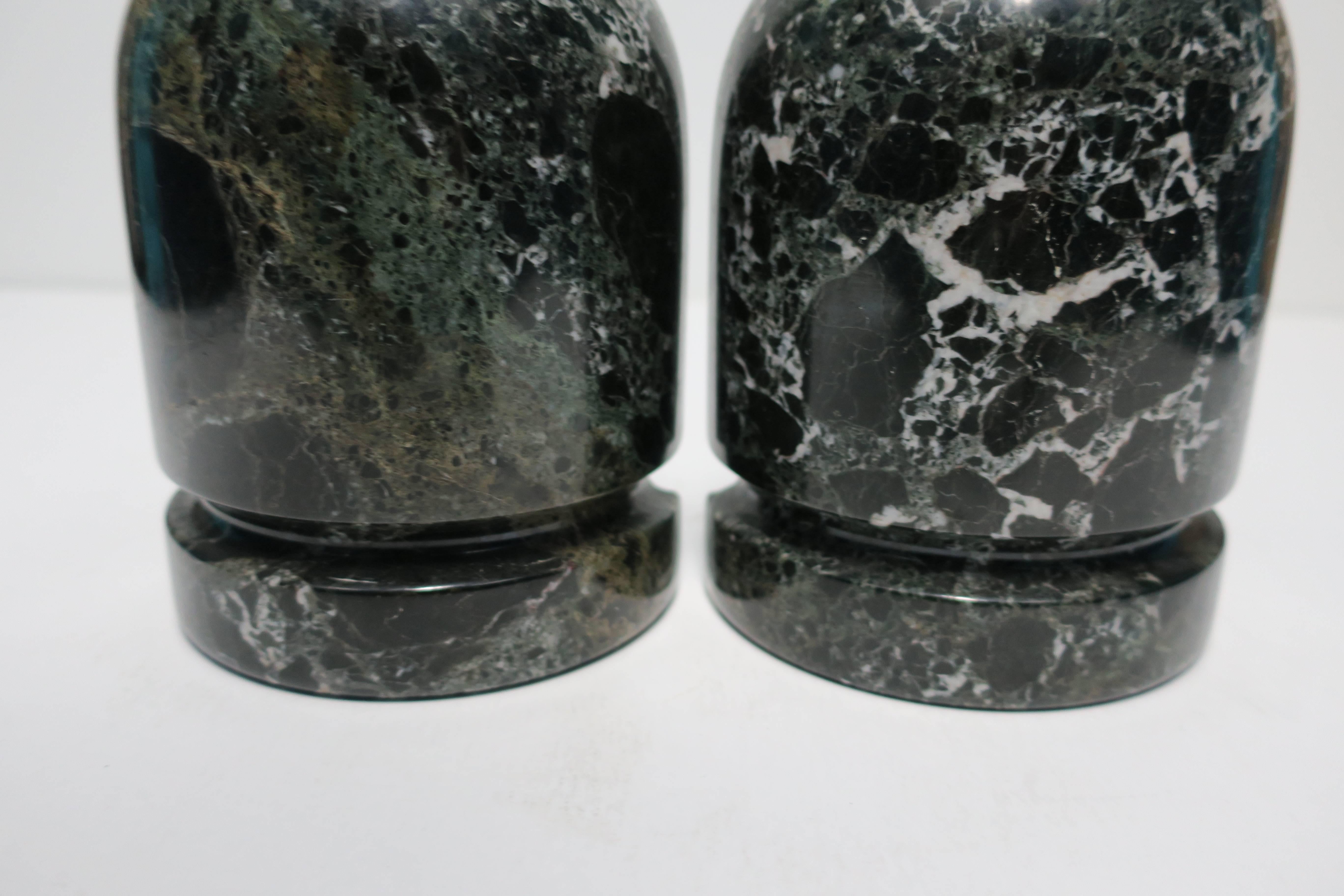 Pair Vintage Black and White Marble Bookends 3