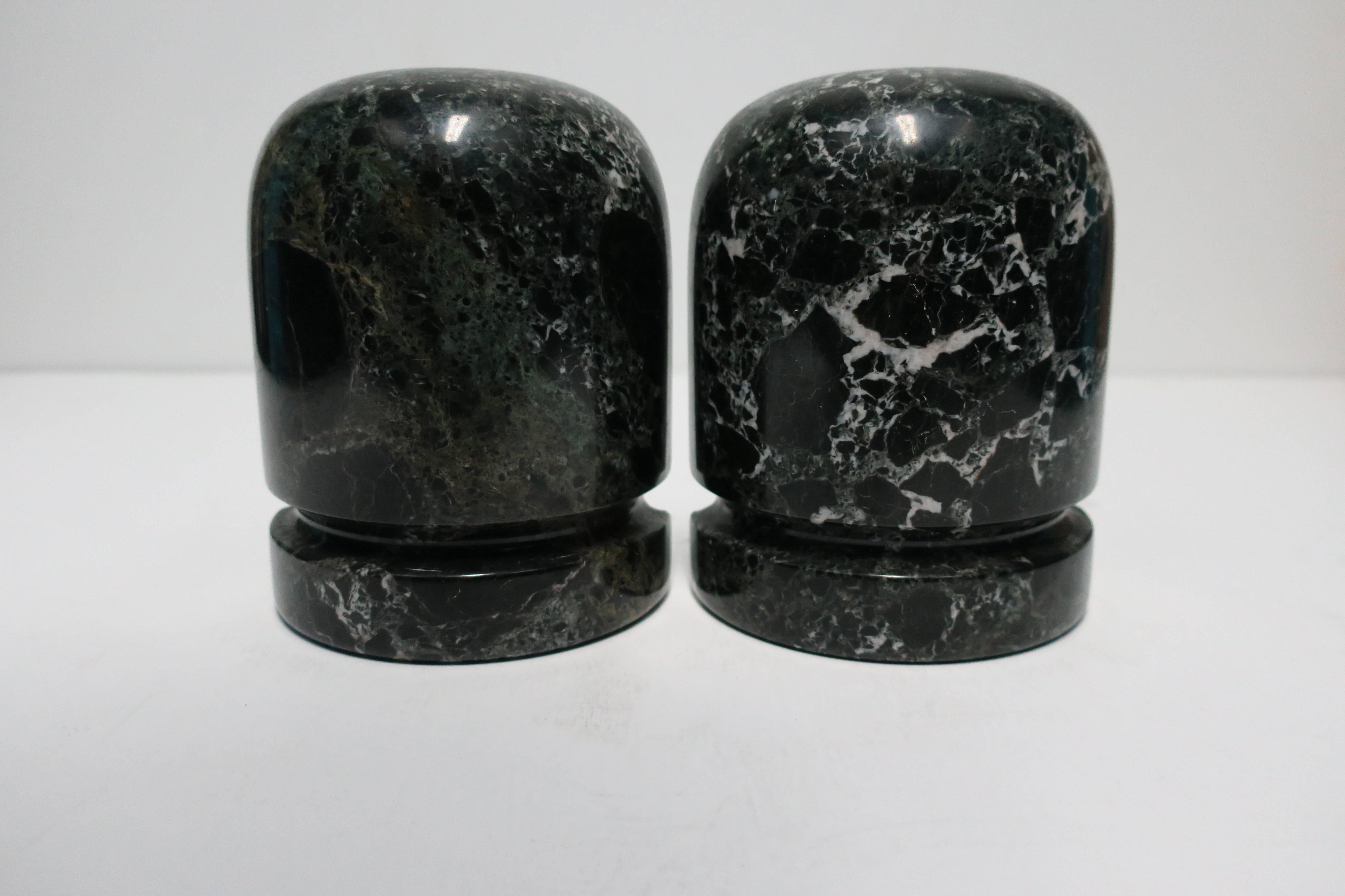 Pair Vintage Black and White Marble Bookends 4