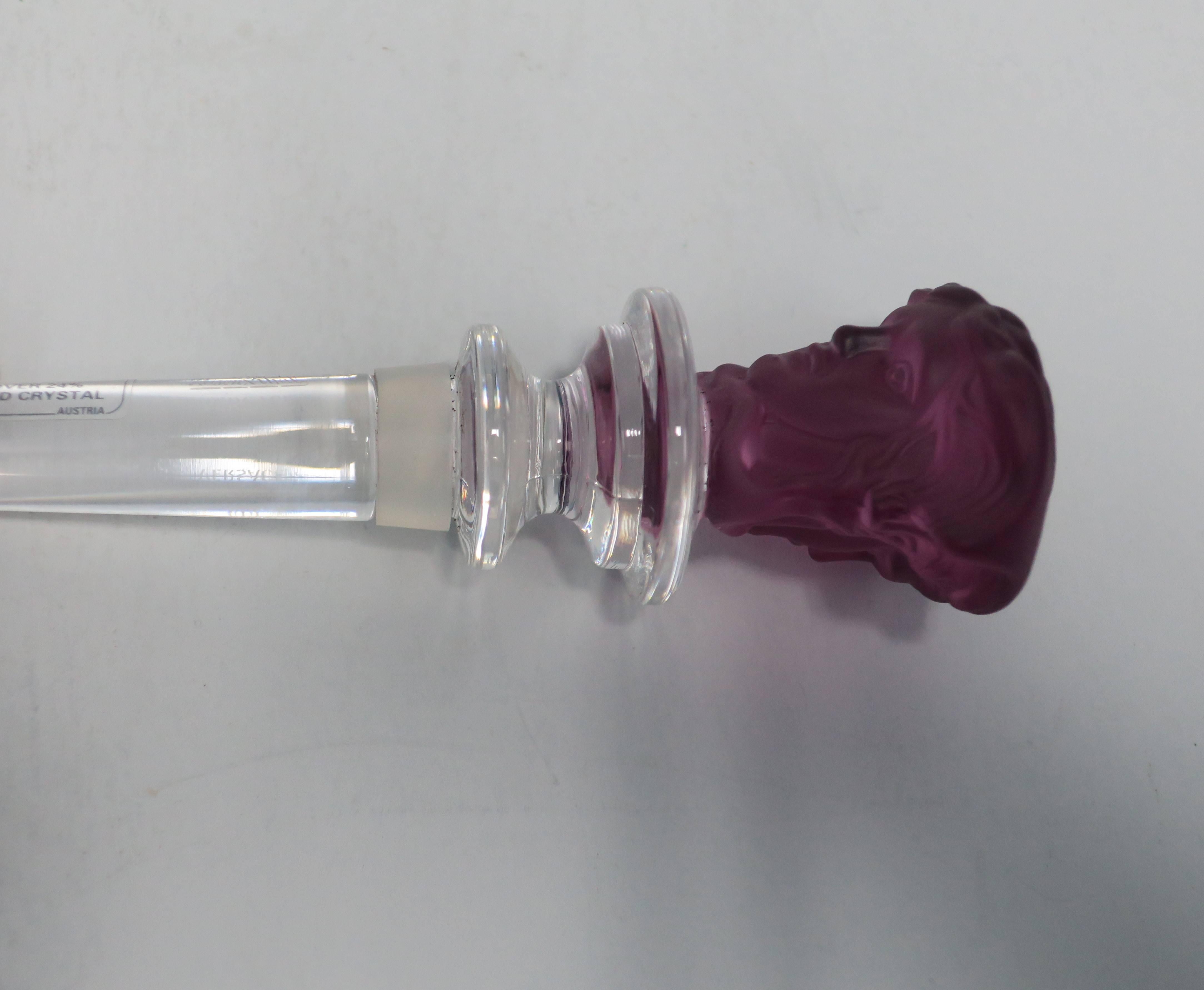 Versace Medusa Purple Amethyst Crystal Wine Stopper In Excellent Condition In New York, NY