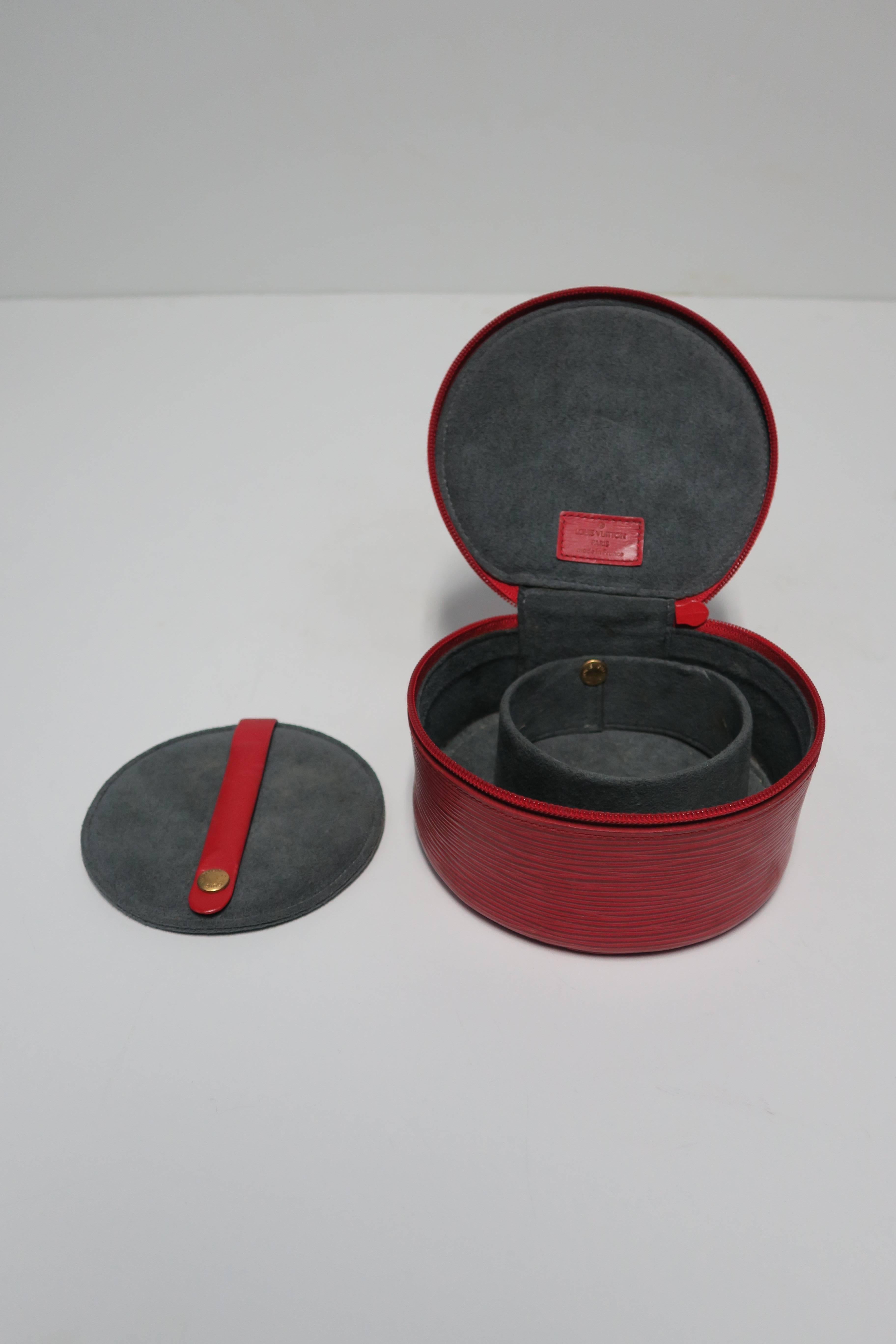Contemporary Red LV Louis Vuitton Leather Travel Jewelry Box, from France