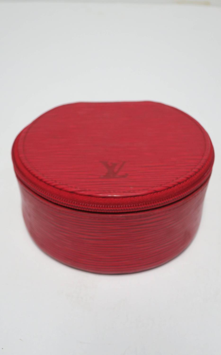 Red LV Louis Vuitton Leather Travel Jewelry Box, from France For Sale at 1stdibs