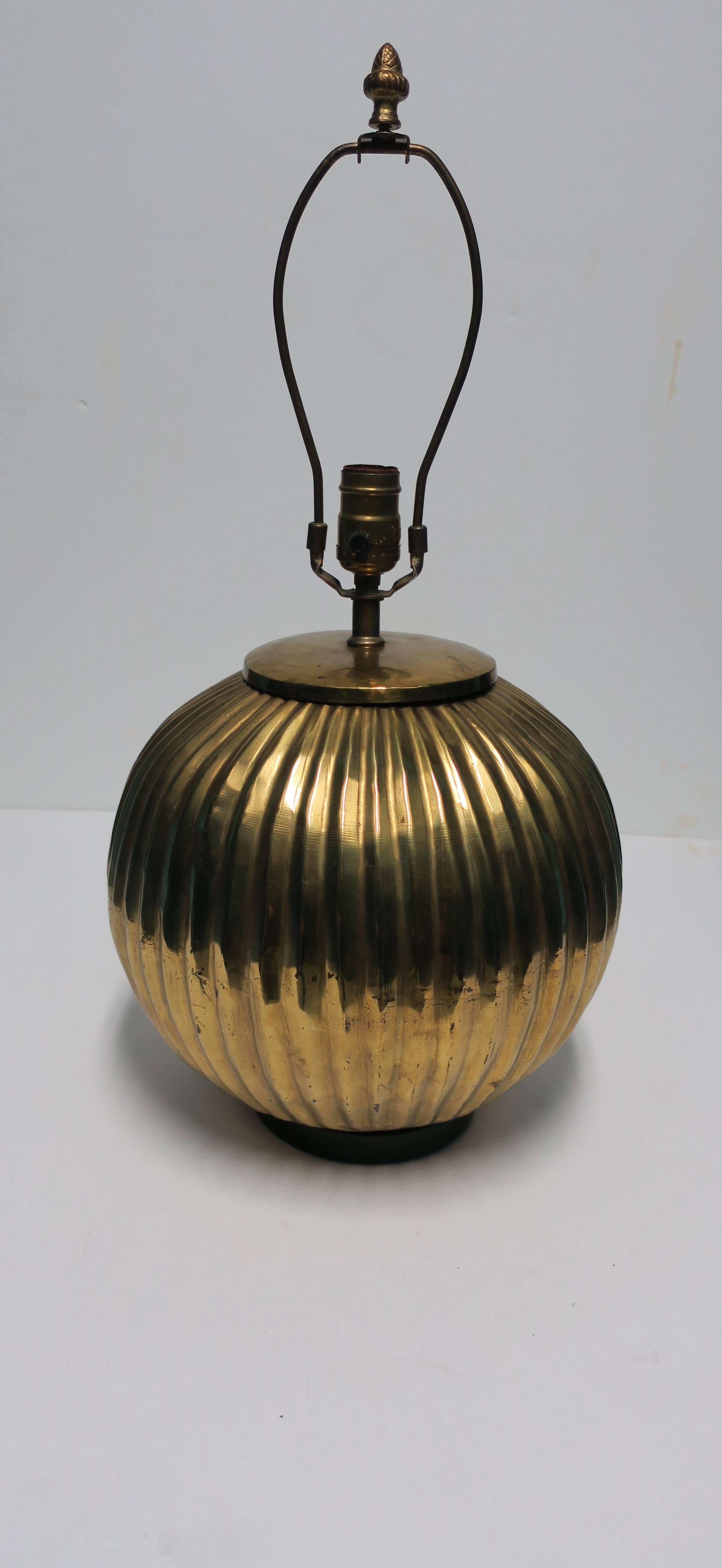 1970s Pleated Round Brass Table or Desk Lamp 2