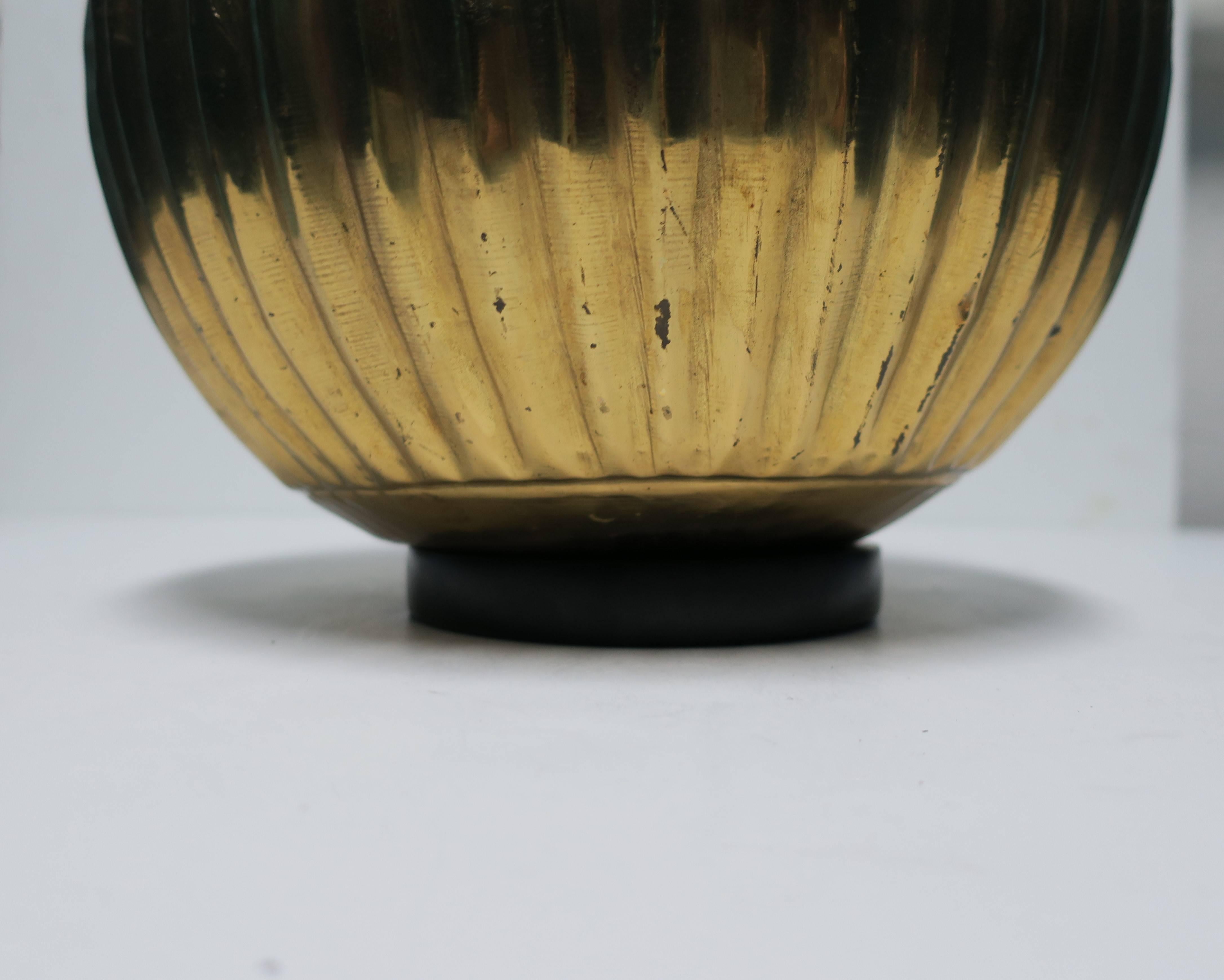 1970s Pleated Round Brass Table or Desk Lamp 4