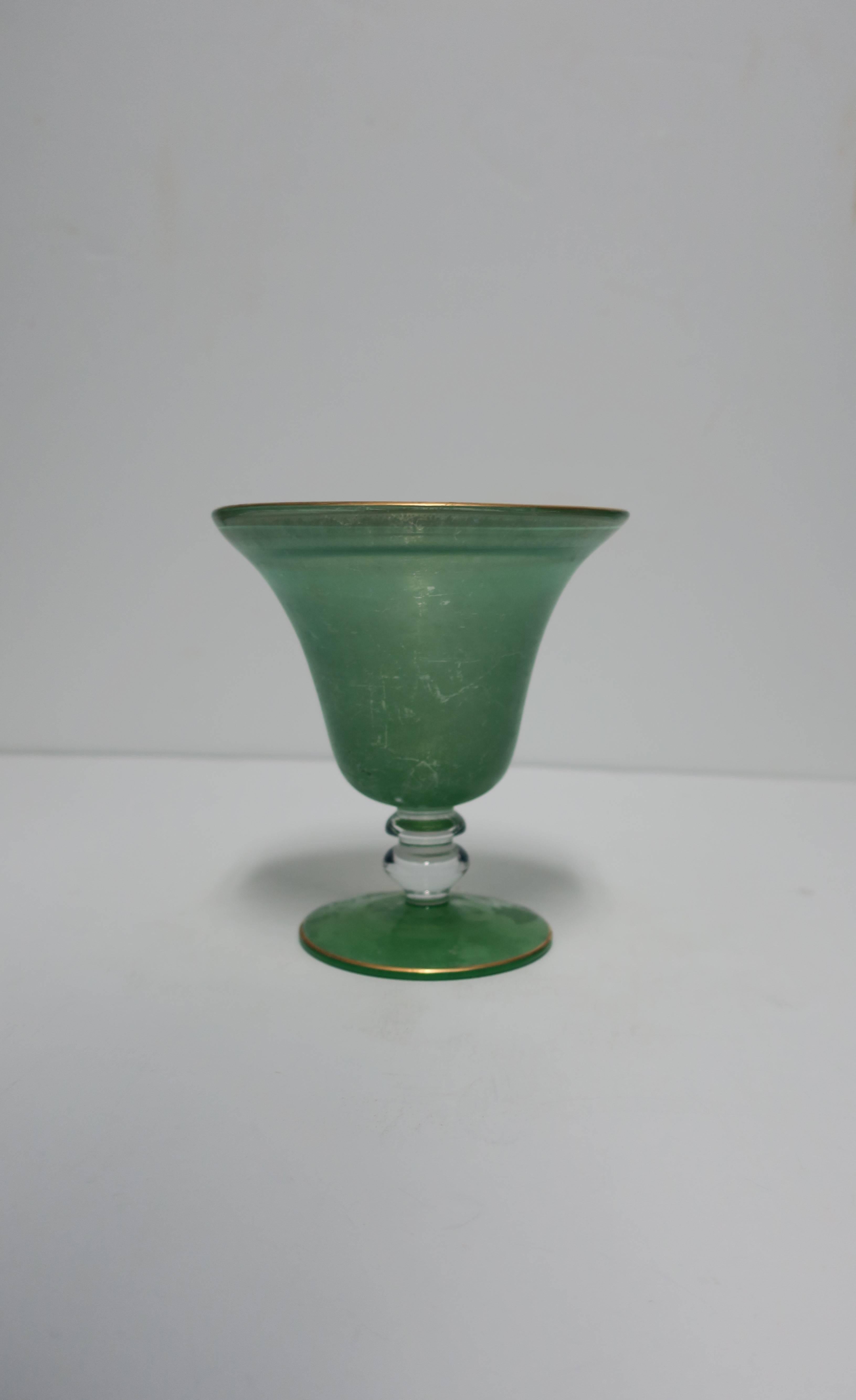 green and gold glass vase