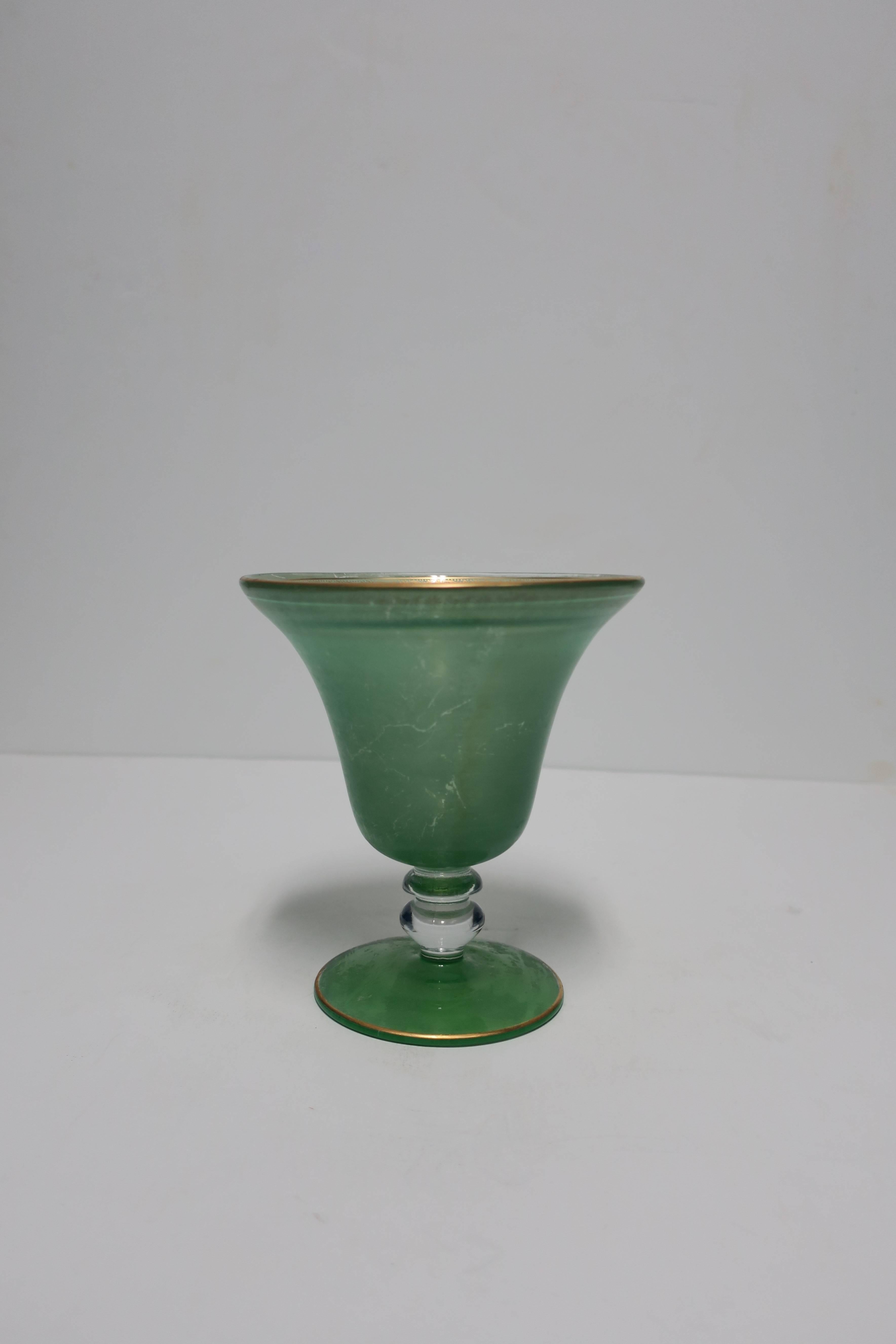 Polychromed Green and Gold Glass Urn Vase