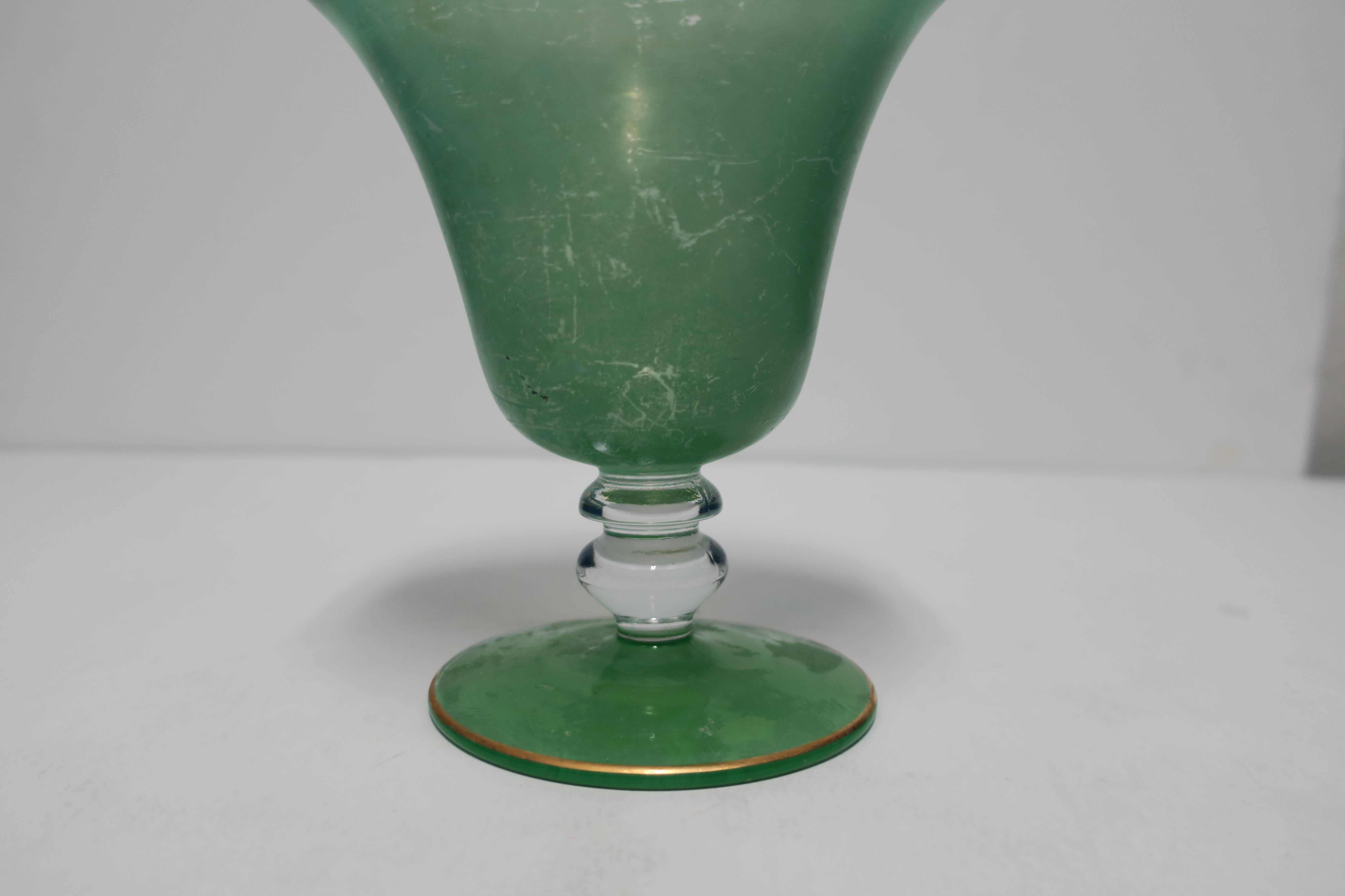20th Century Green and Gold Glass Urn Vase