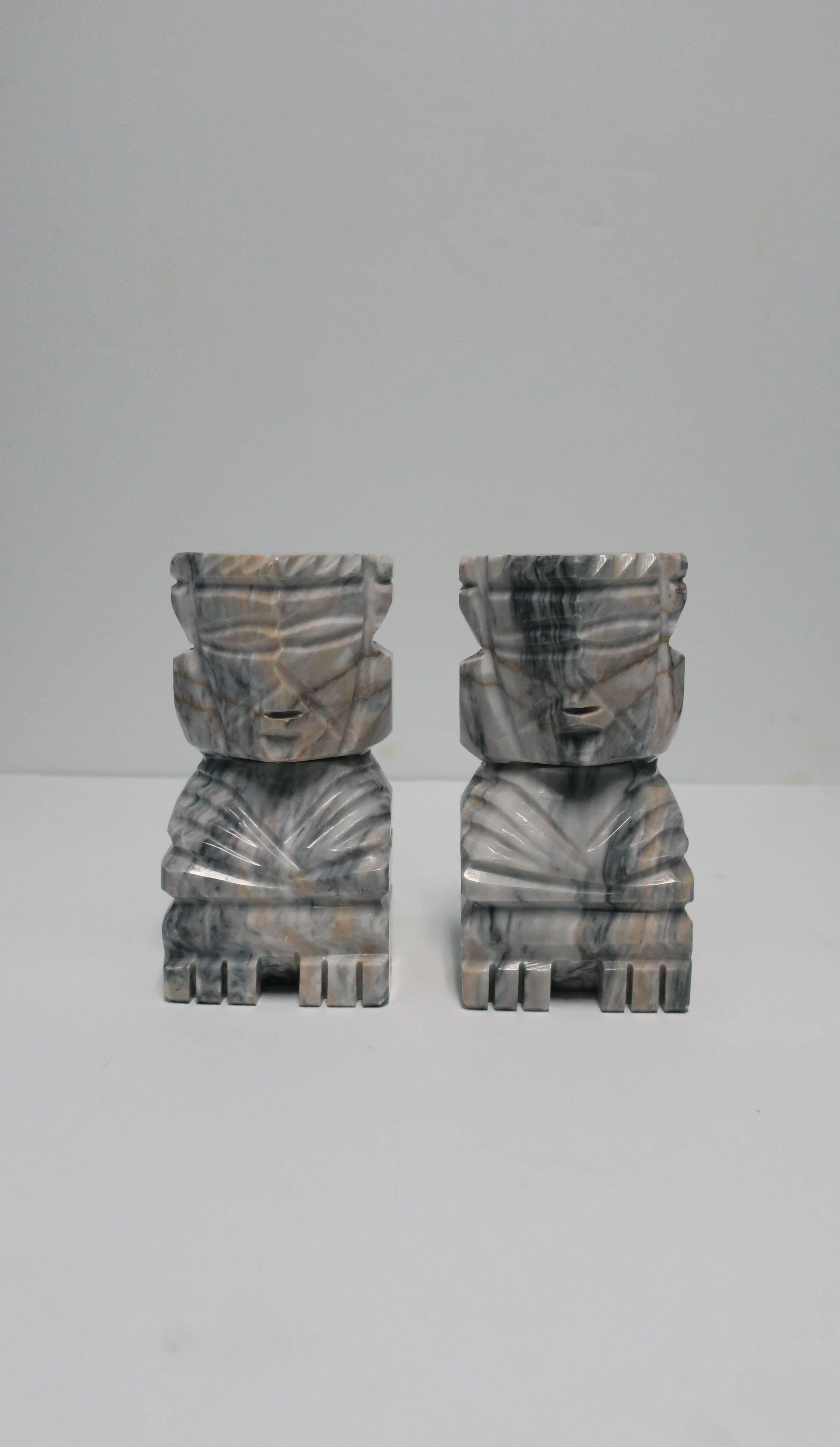 South American Tribal Marble Bookends For Sale
