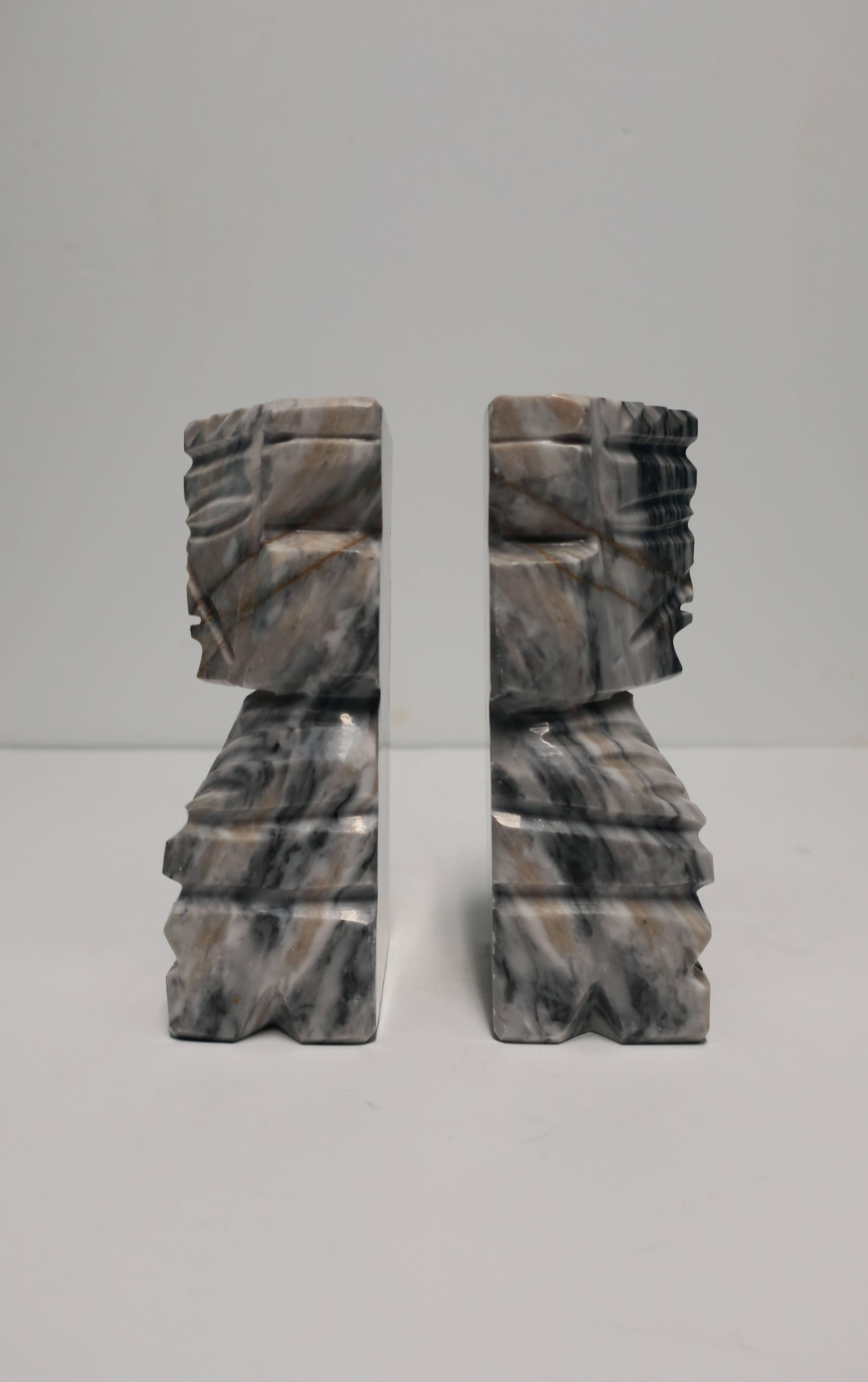 Late 20th Century Tribal Marble Bookends For Sale