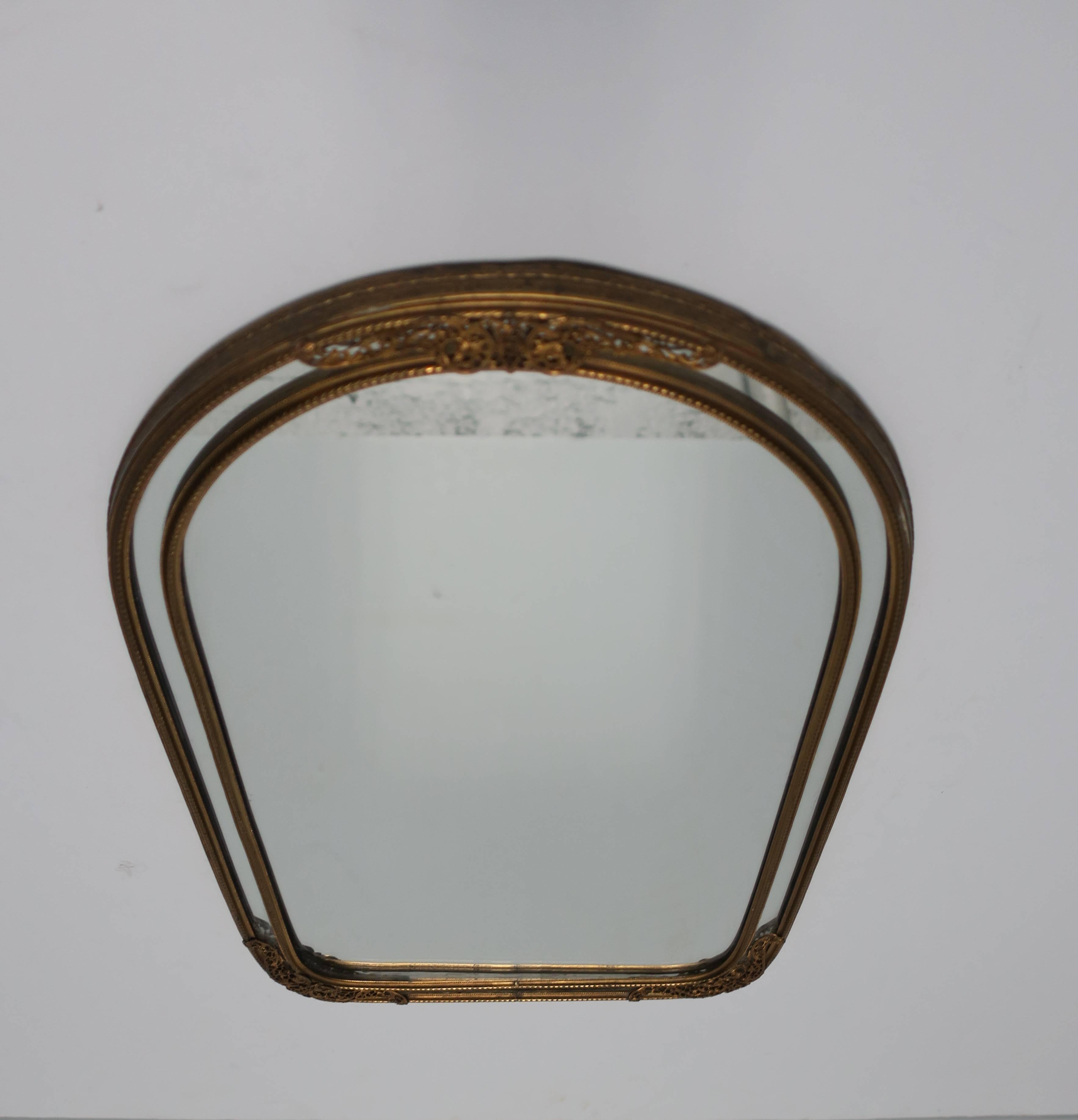 20th Century European Brass Wall or Vanity Mirror, Small For Sale
