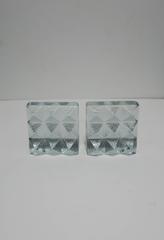 Buchstützen aus Glas mit Pyramidensteckern von Blenko, Paar