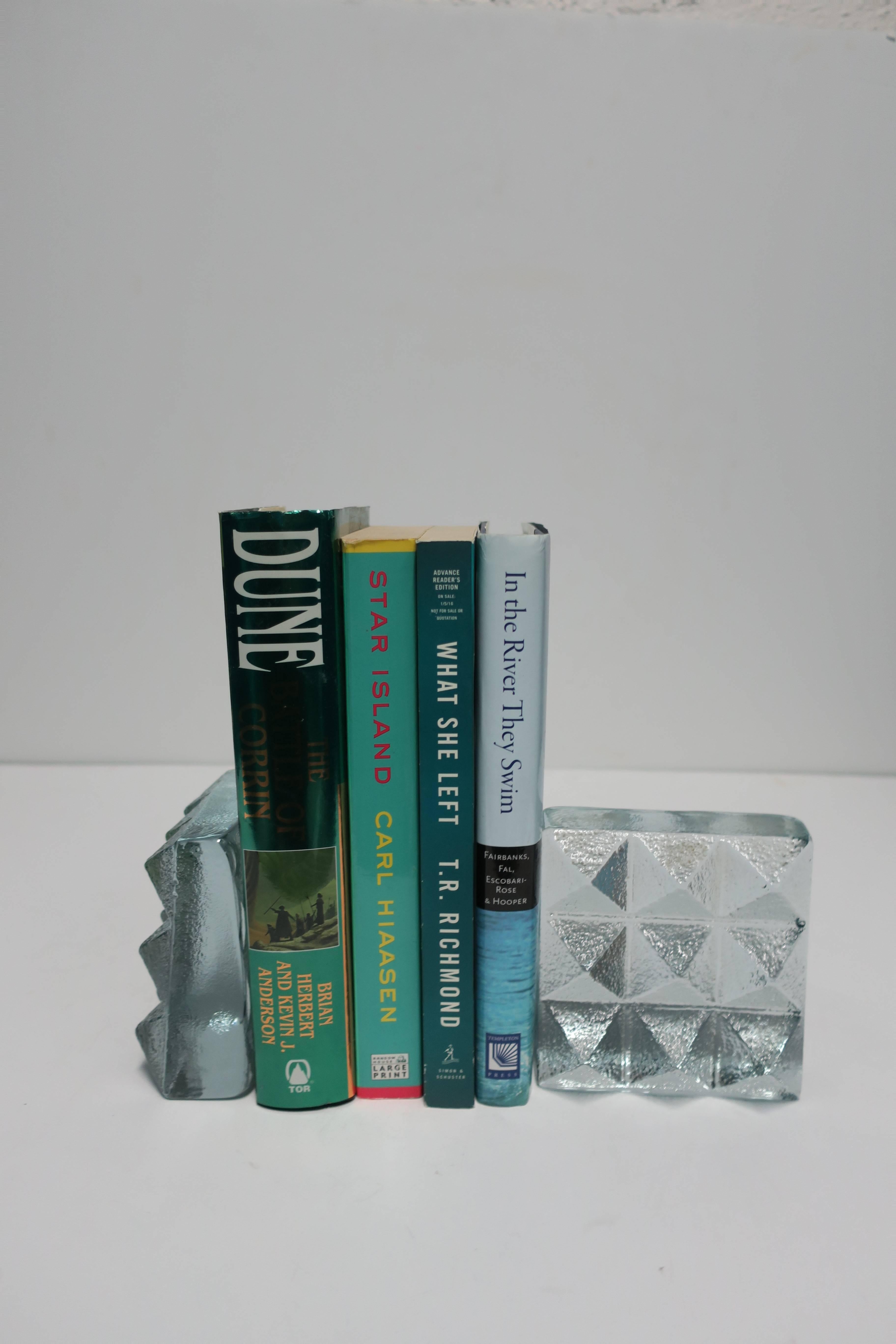 Glass Pyramid Stud Bookends by Blenko, Pair 1