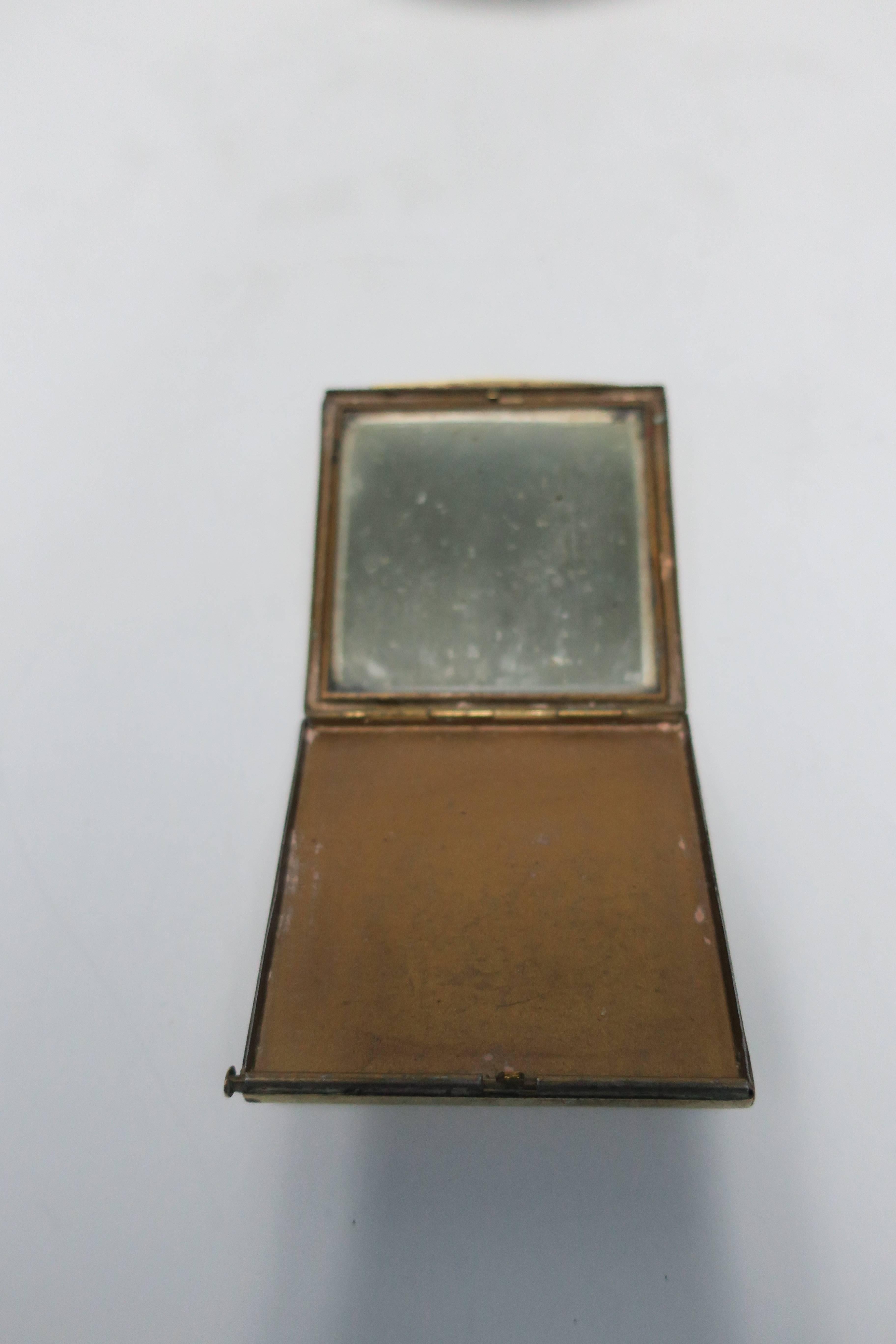 20th Century Vintage Brass and Mirror Compact Case or Box with Map of France