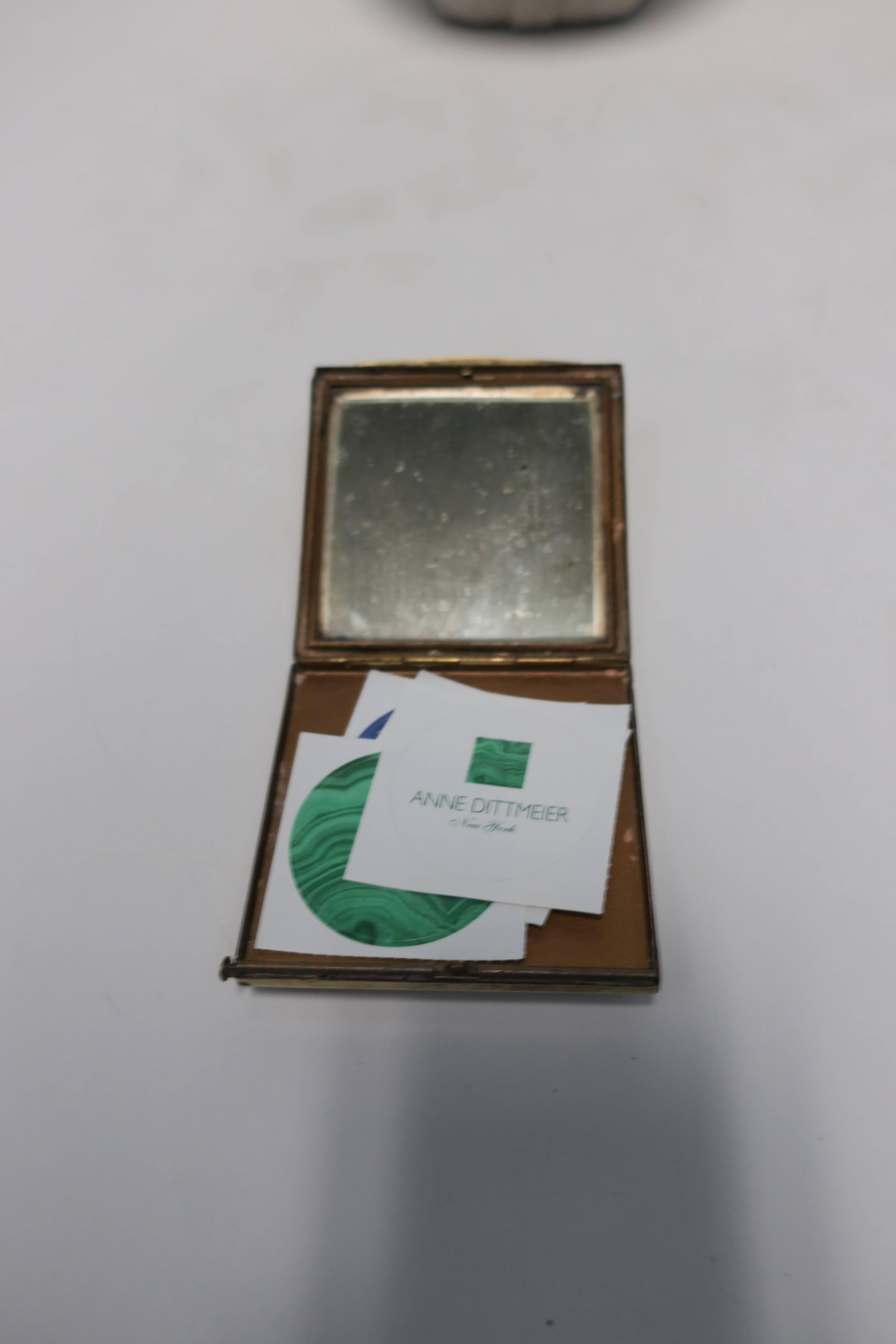 Vintage Brass and Mirror Compact Case or Box with Map of France 1