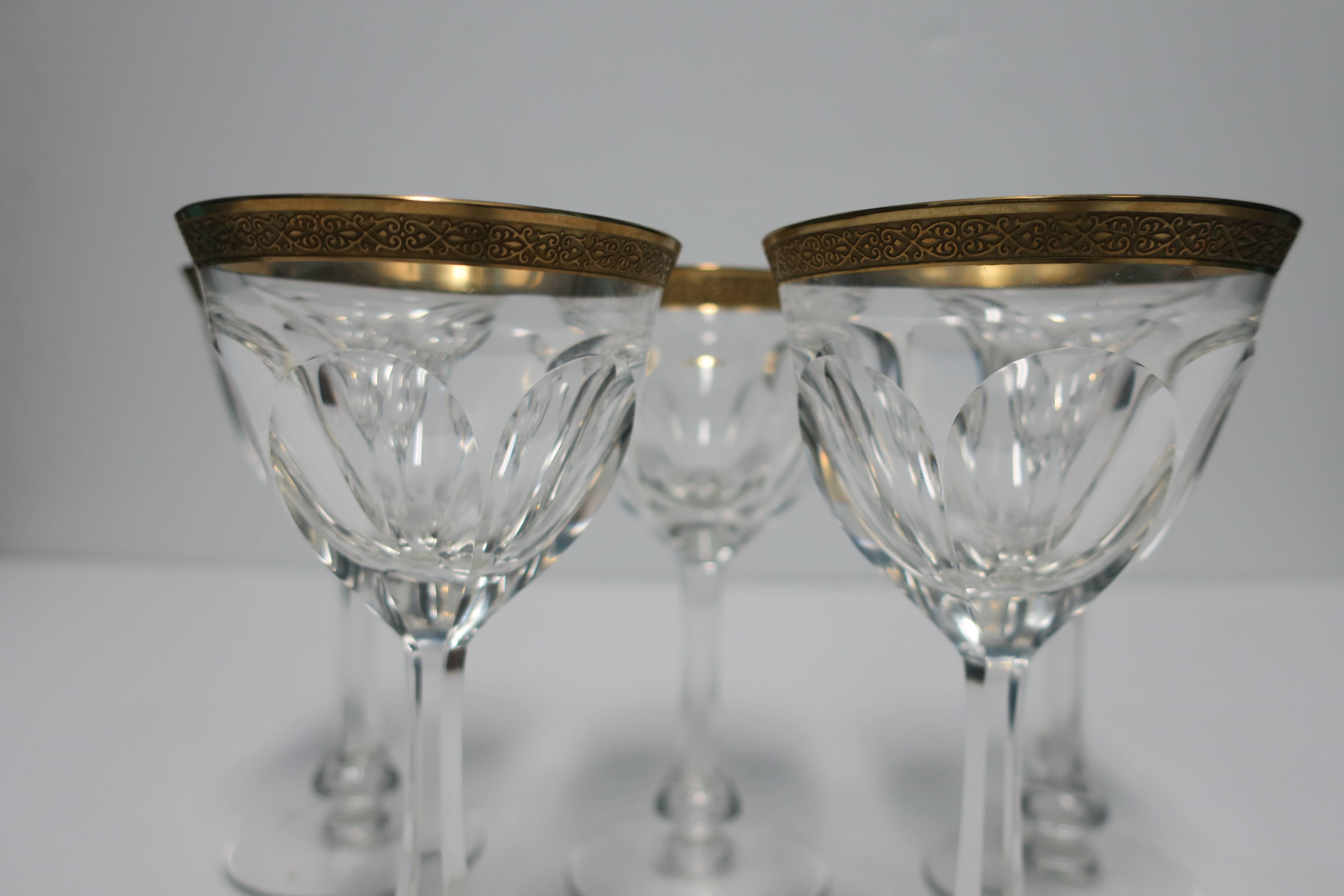 Gold Gilded Crystal Glasses in the Style of Baccarat 2