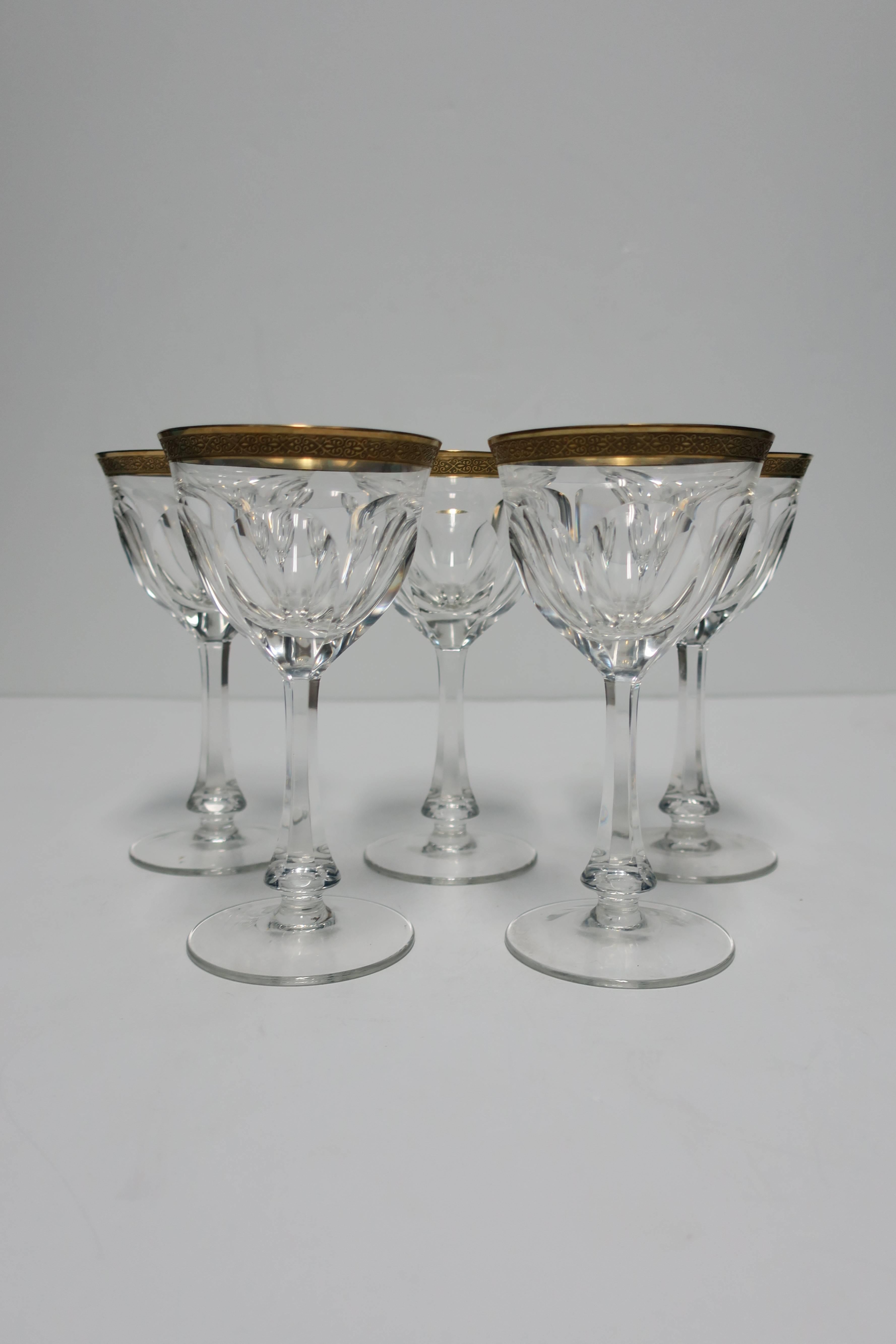 Gold Gilded Crystal Glasses in the Style of Baccarat 4