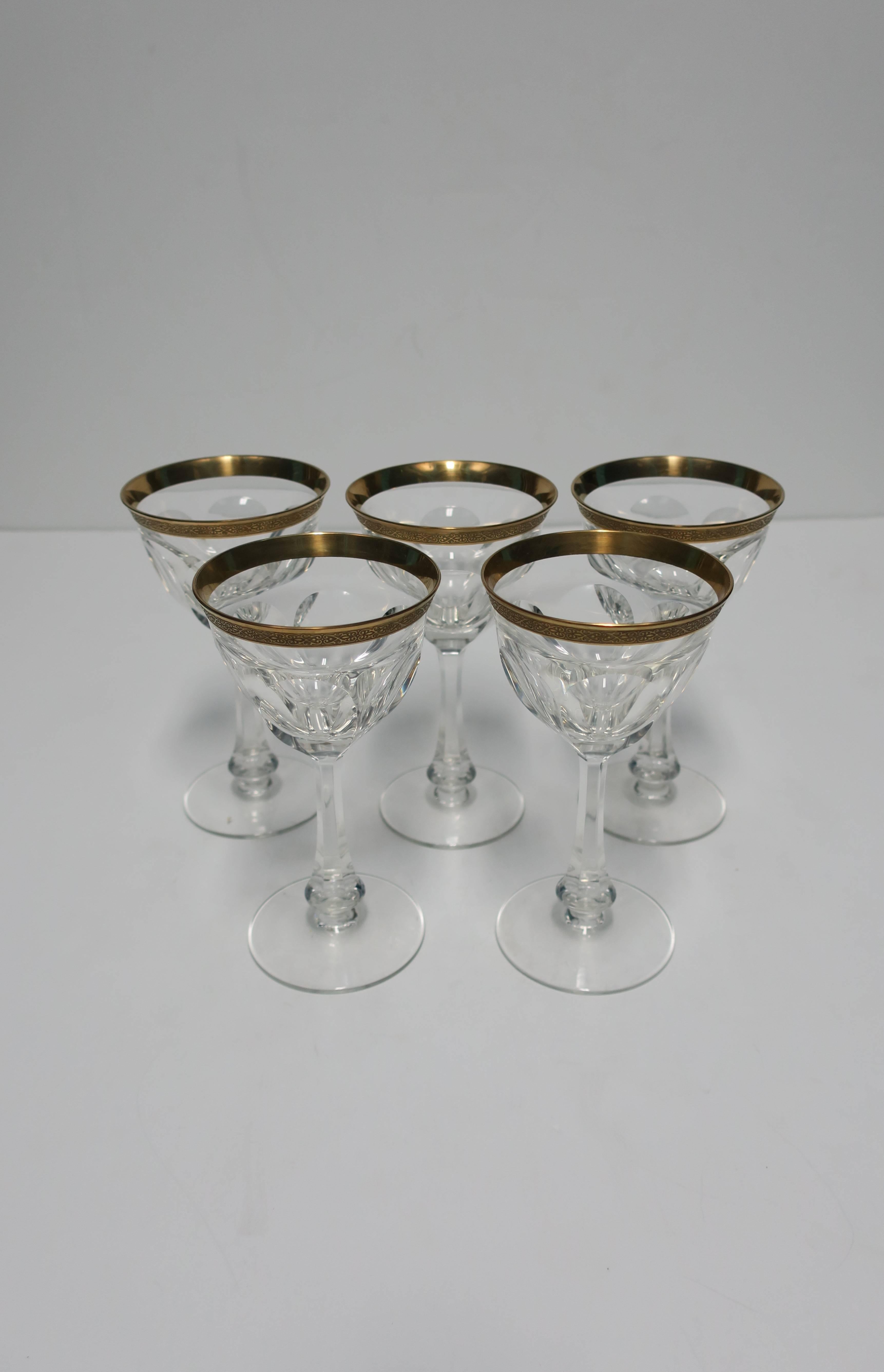 Gold Gilded Crystal Glasses in the Style of Baccarat 5