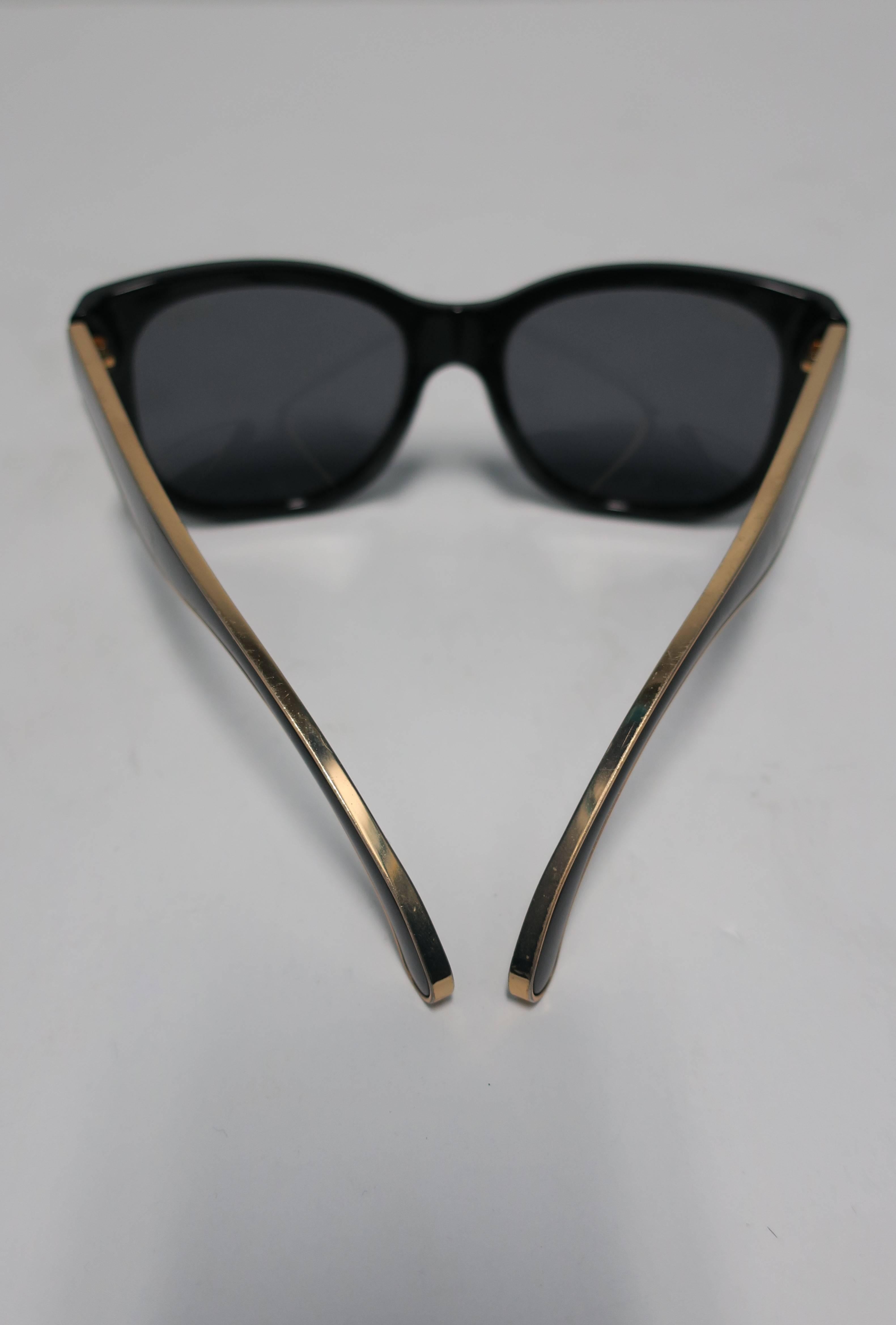 Plated Black and Gold Chanel Sunglasses