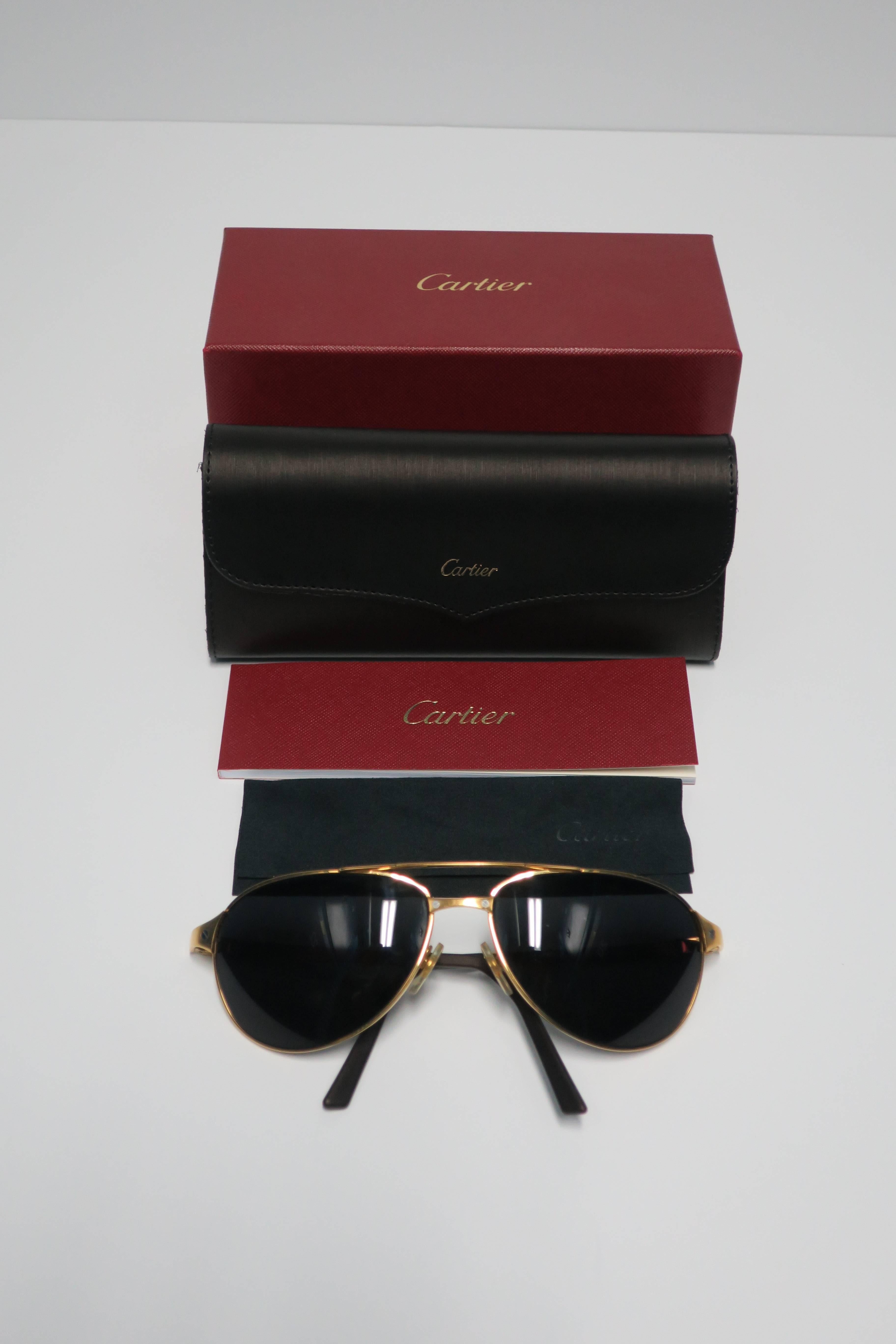 Gold Framed Cartier Santos Sunglasses, France 3