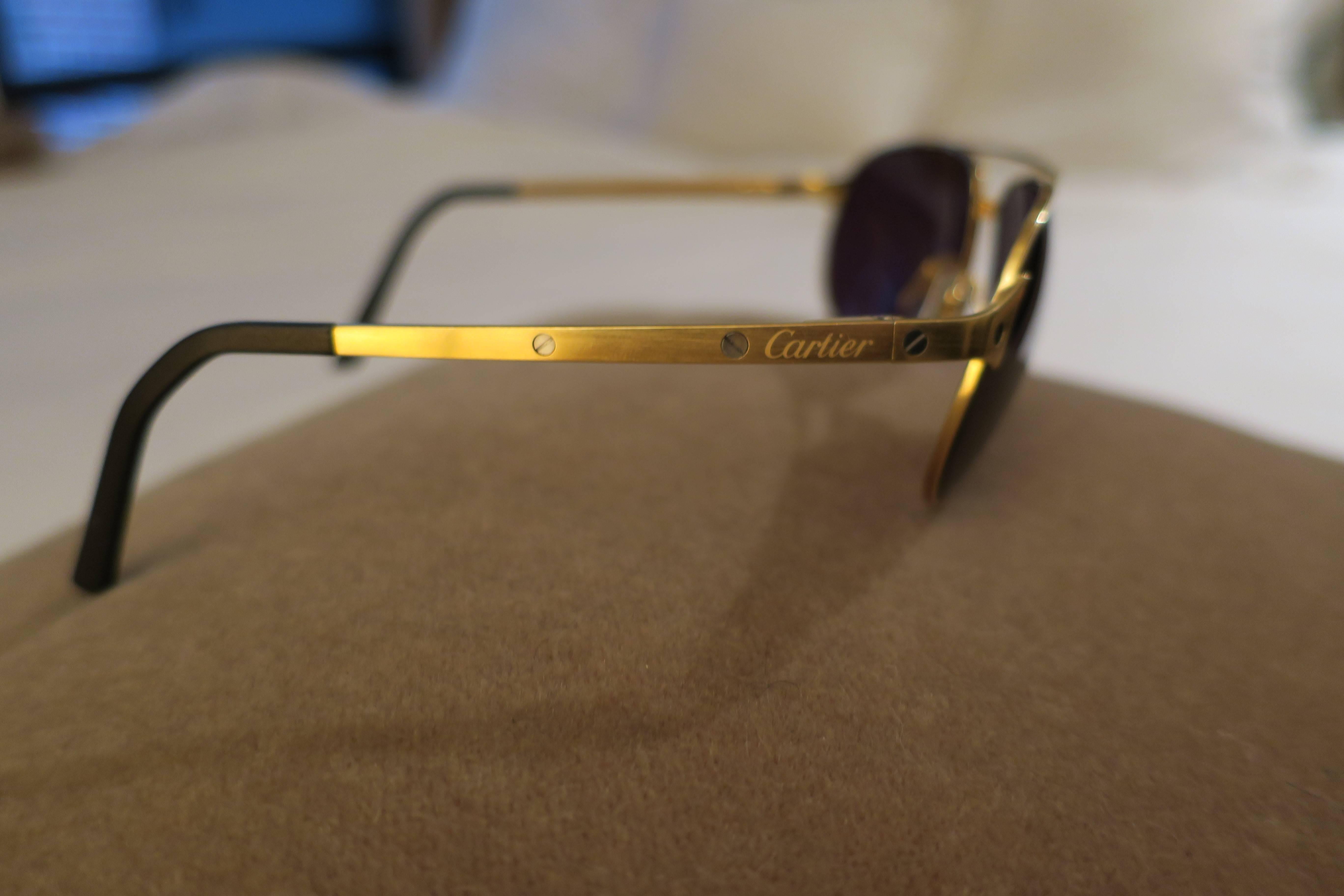 French Gold Framed Cartier Santos Sunglasses, France