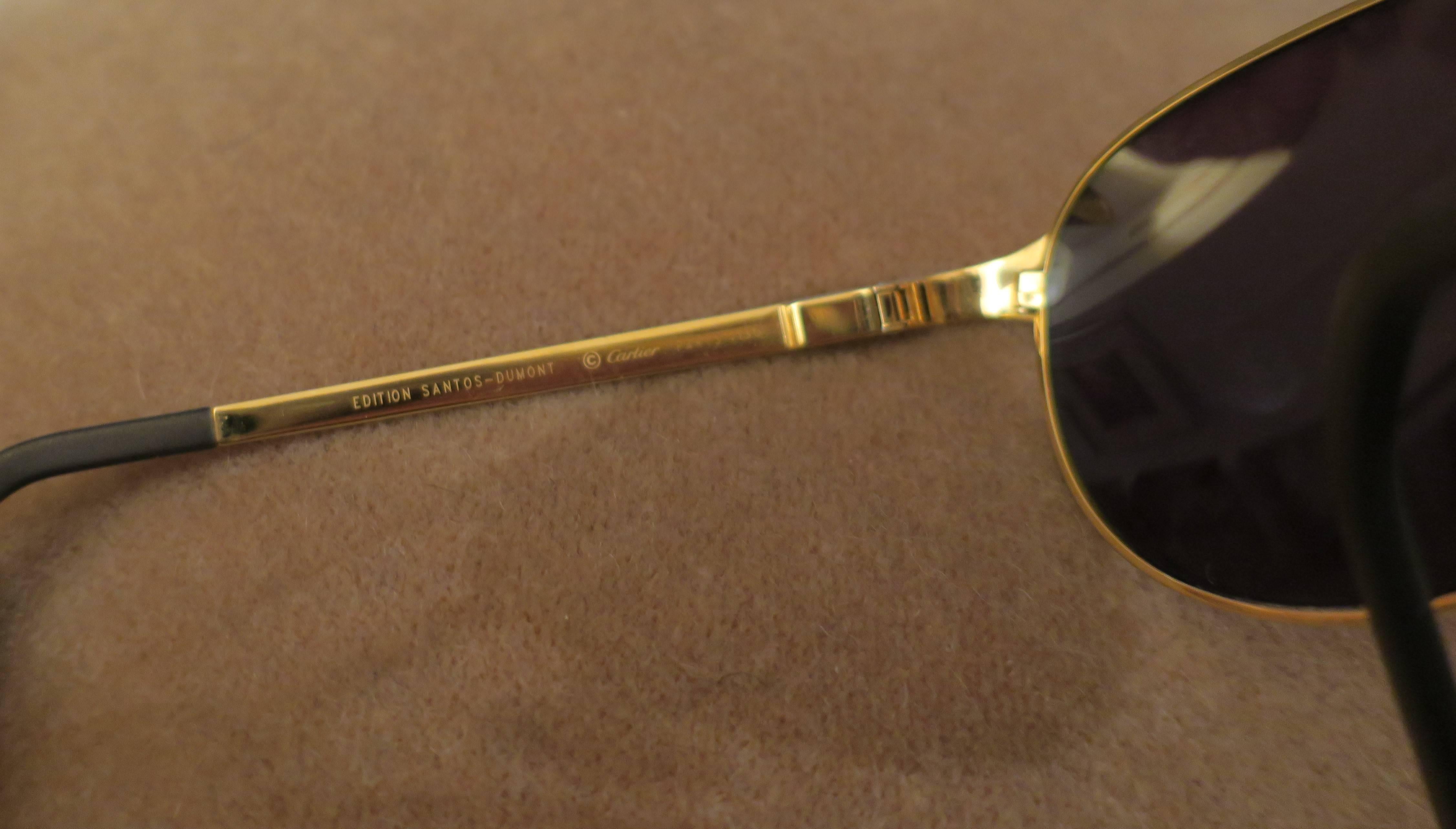 Metal Gold Framed Cartier Santos Sunglasses, France