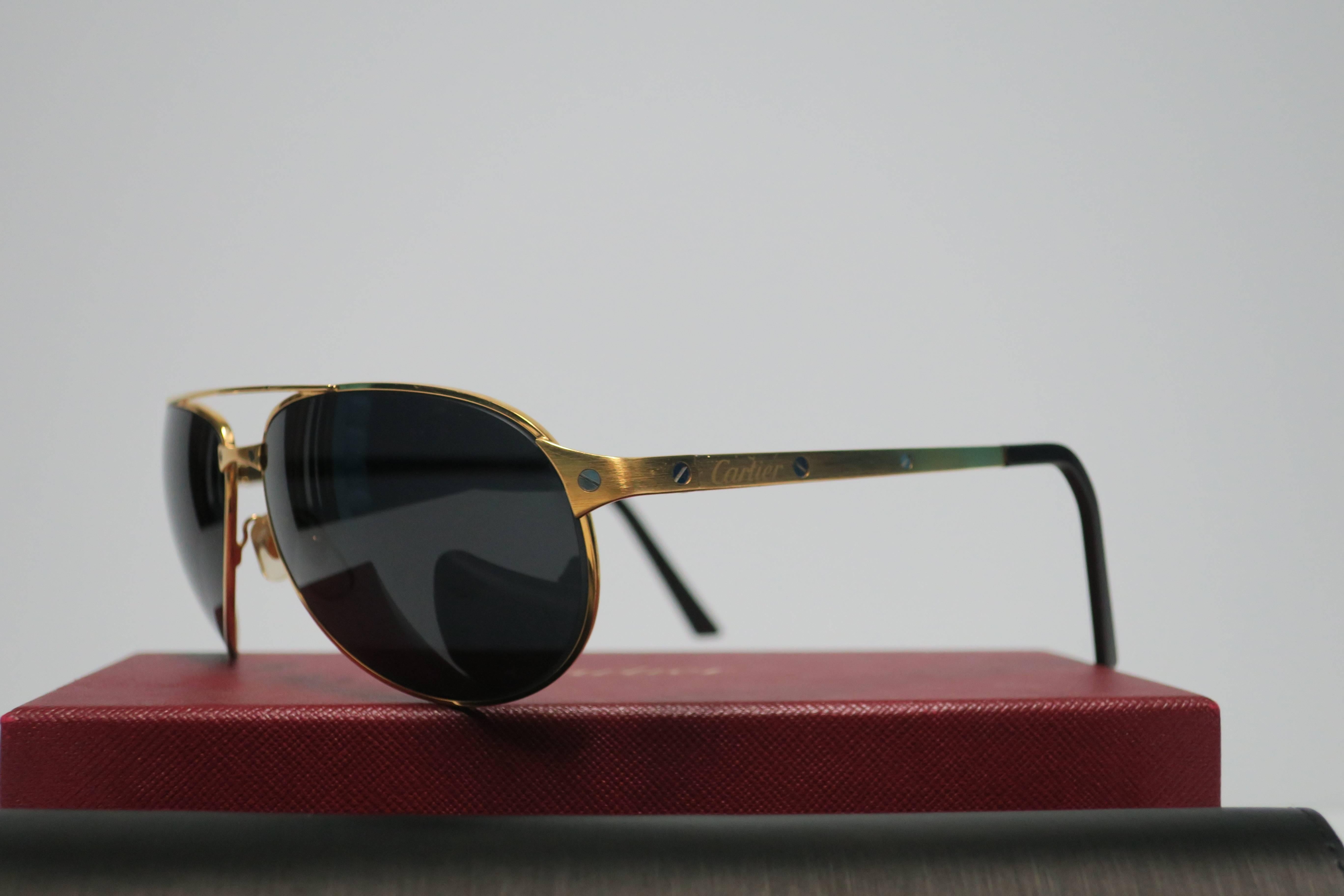 Gold Framed Cartier Santos Sunglasses, France 4
