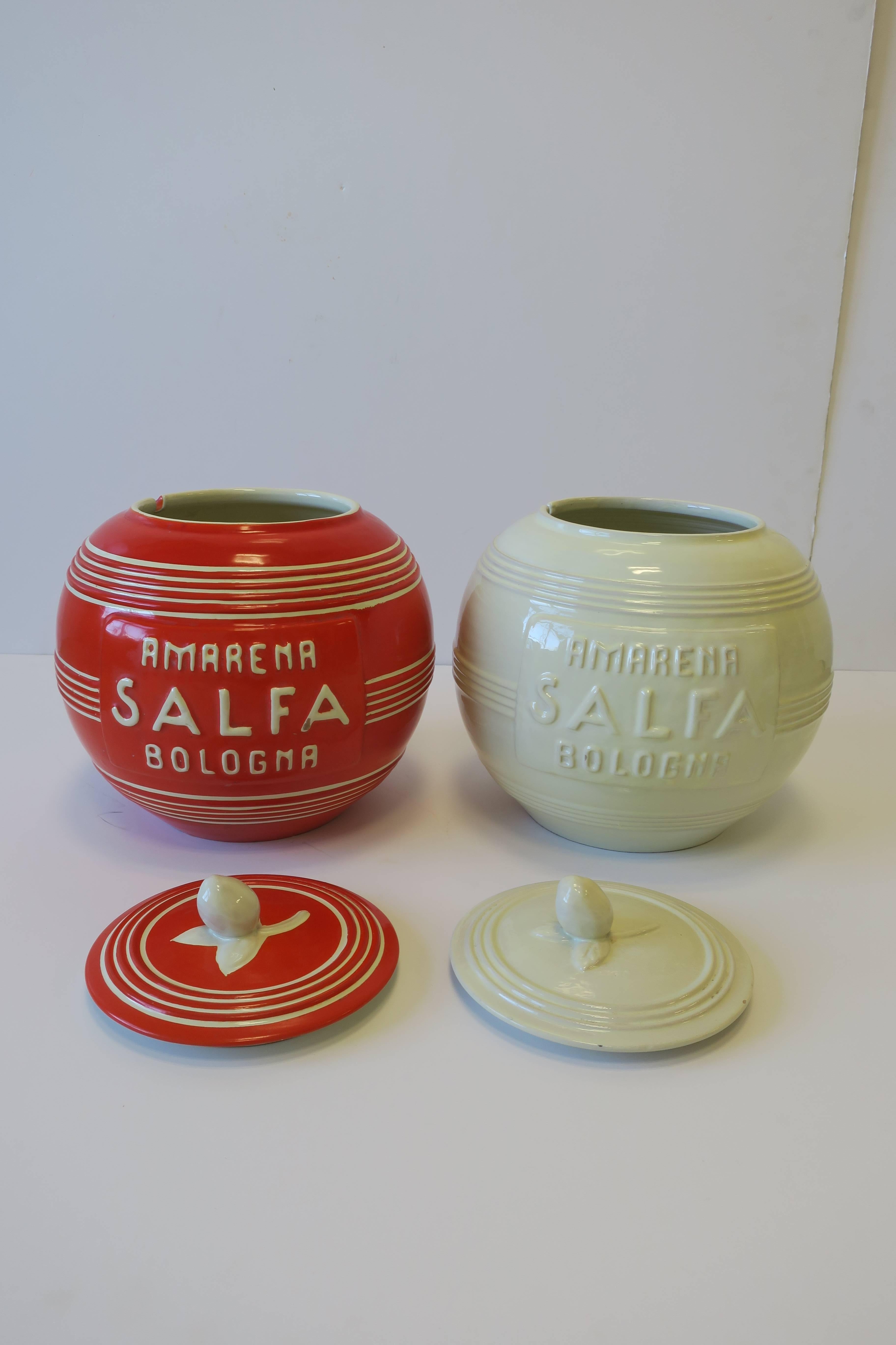 Italian Modern Art Deco Period Pottery Jars, Pair 1