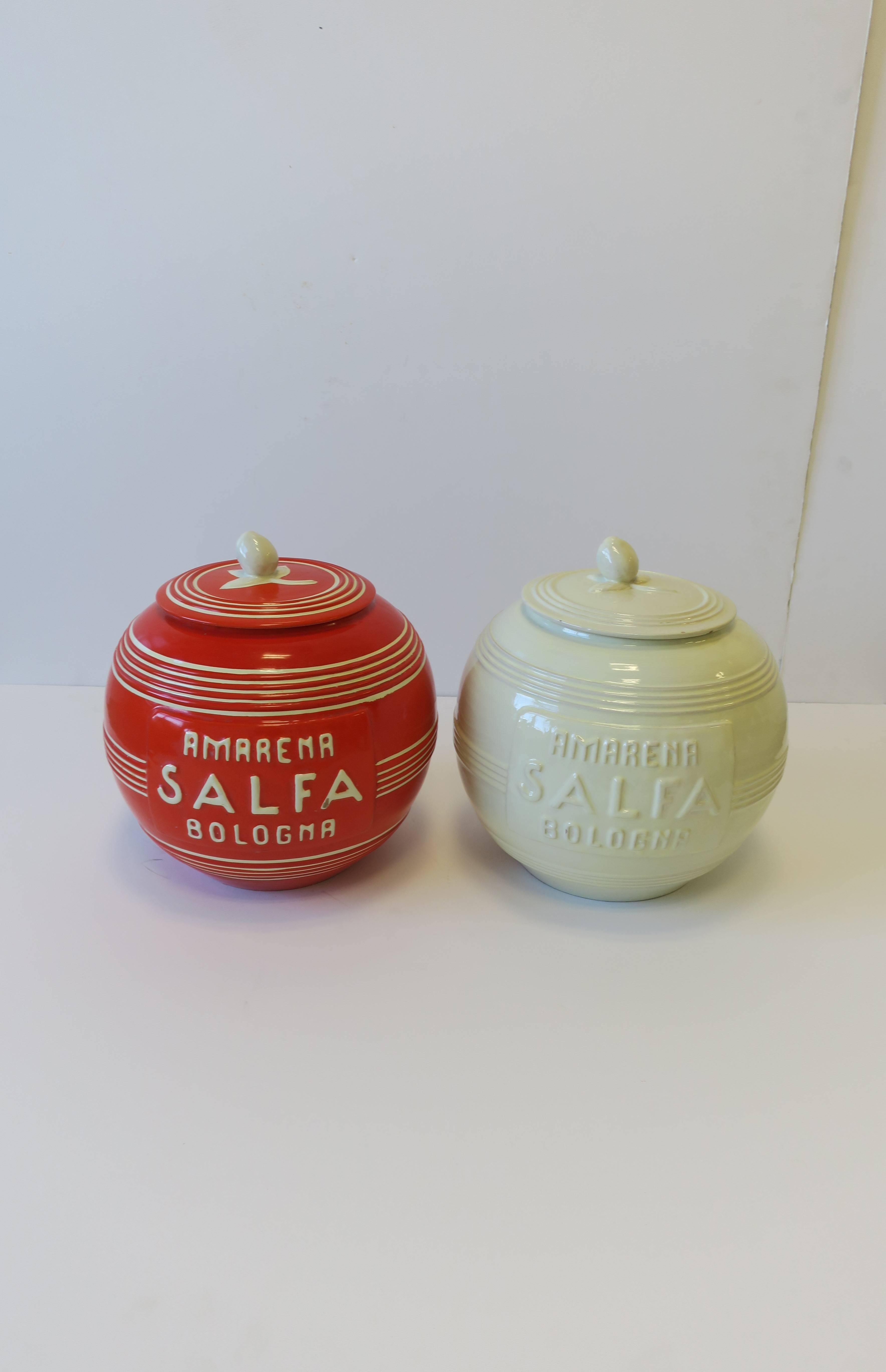 Painted Italian Modern Art Deco Period Pottery Jars, Pair