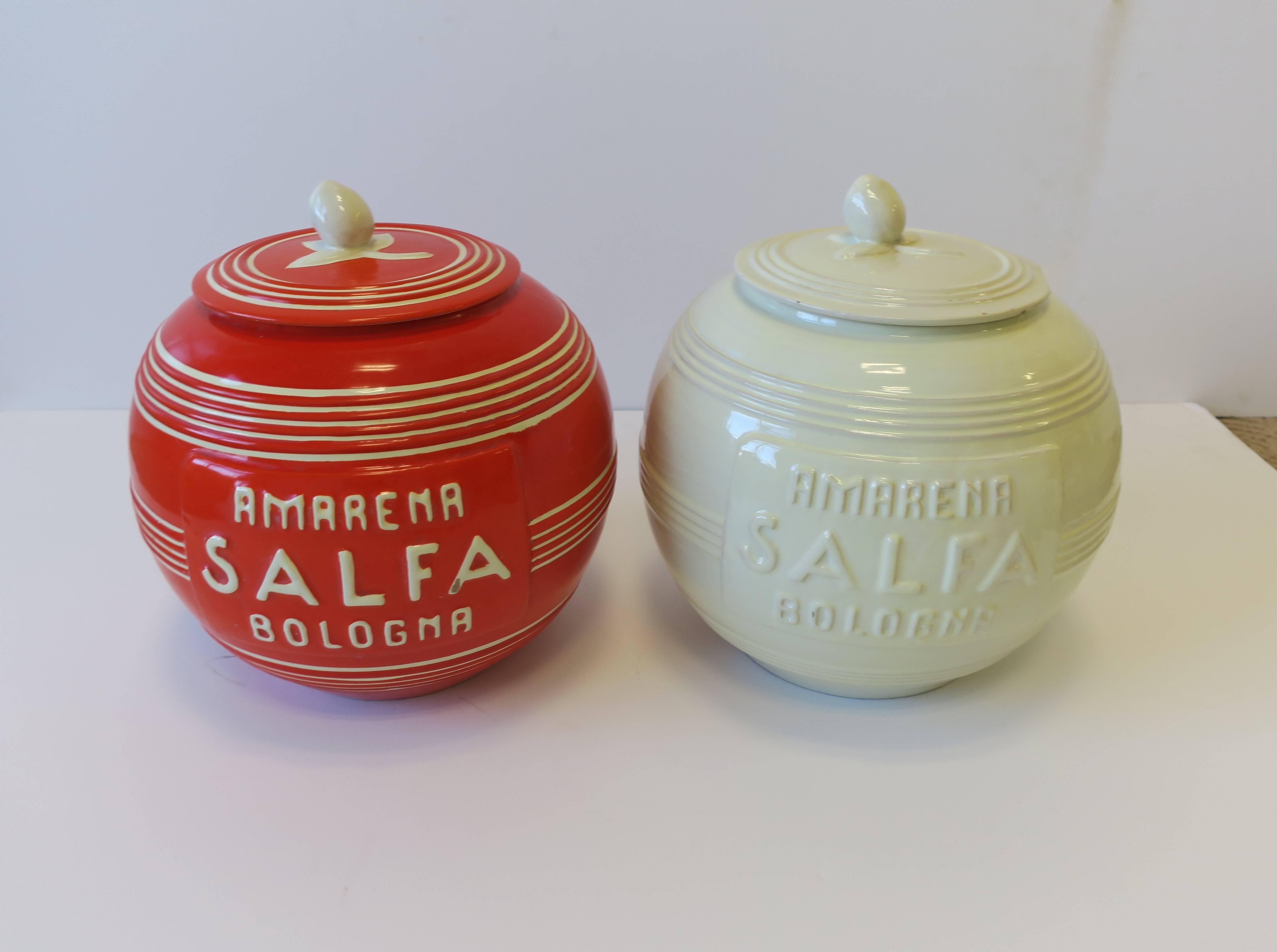 20th Century Italian Modern Art Deco Period Pottery Jars, Pair