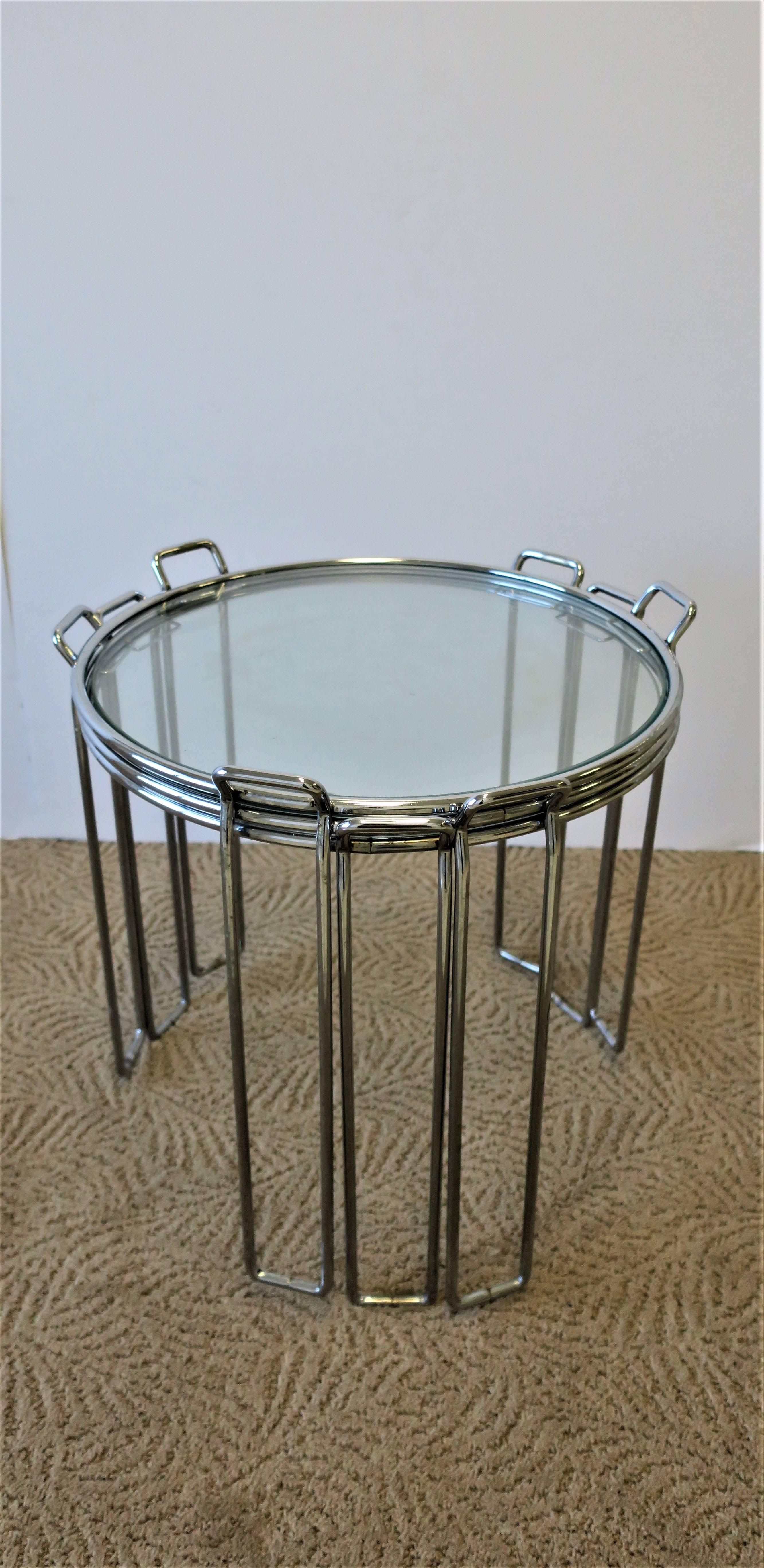 Vintage Modern Chrome and Glass Side or Nesting Tables, 1960s 3