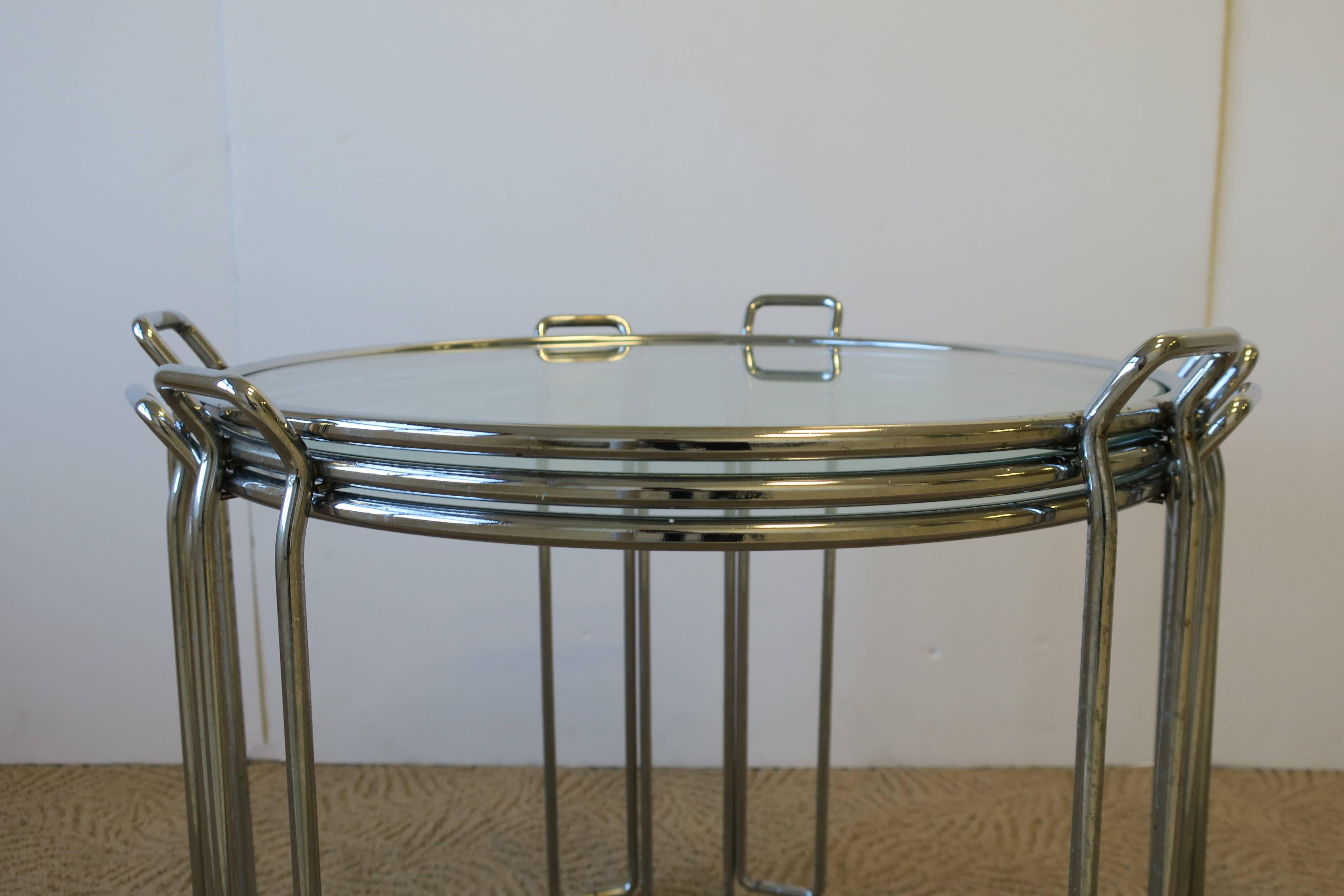 Vintage Modern Chrome and Glass Side or Nesting Tables, 1960s 6