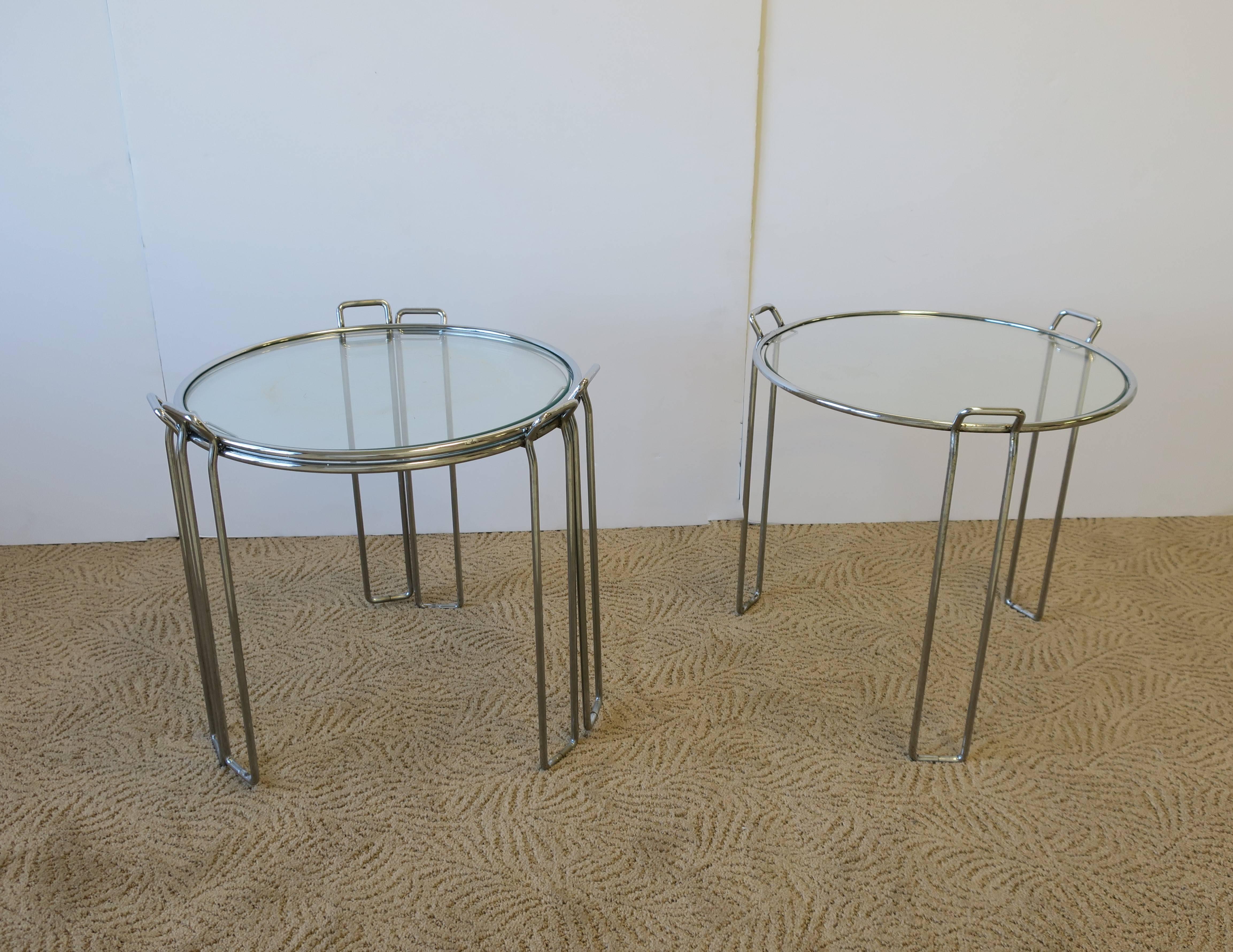 20th Century Vintage Modern Chrome and Glass Side or Nesting Tables, 1960s