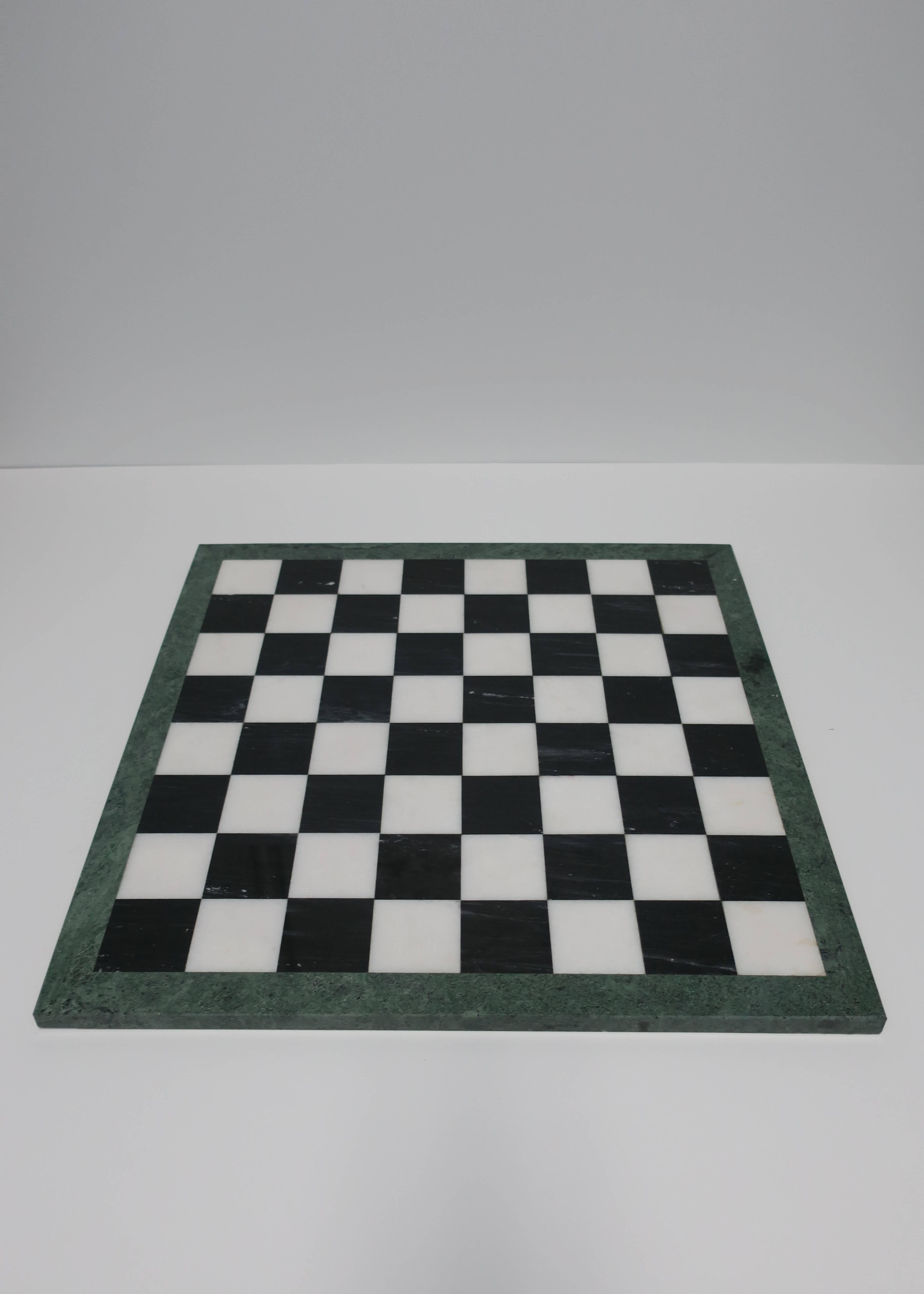 Modern Italian Black and White Marble and Brass Chess Game Set 4