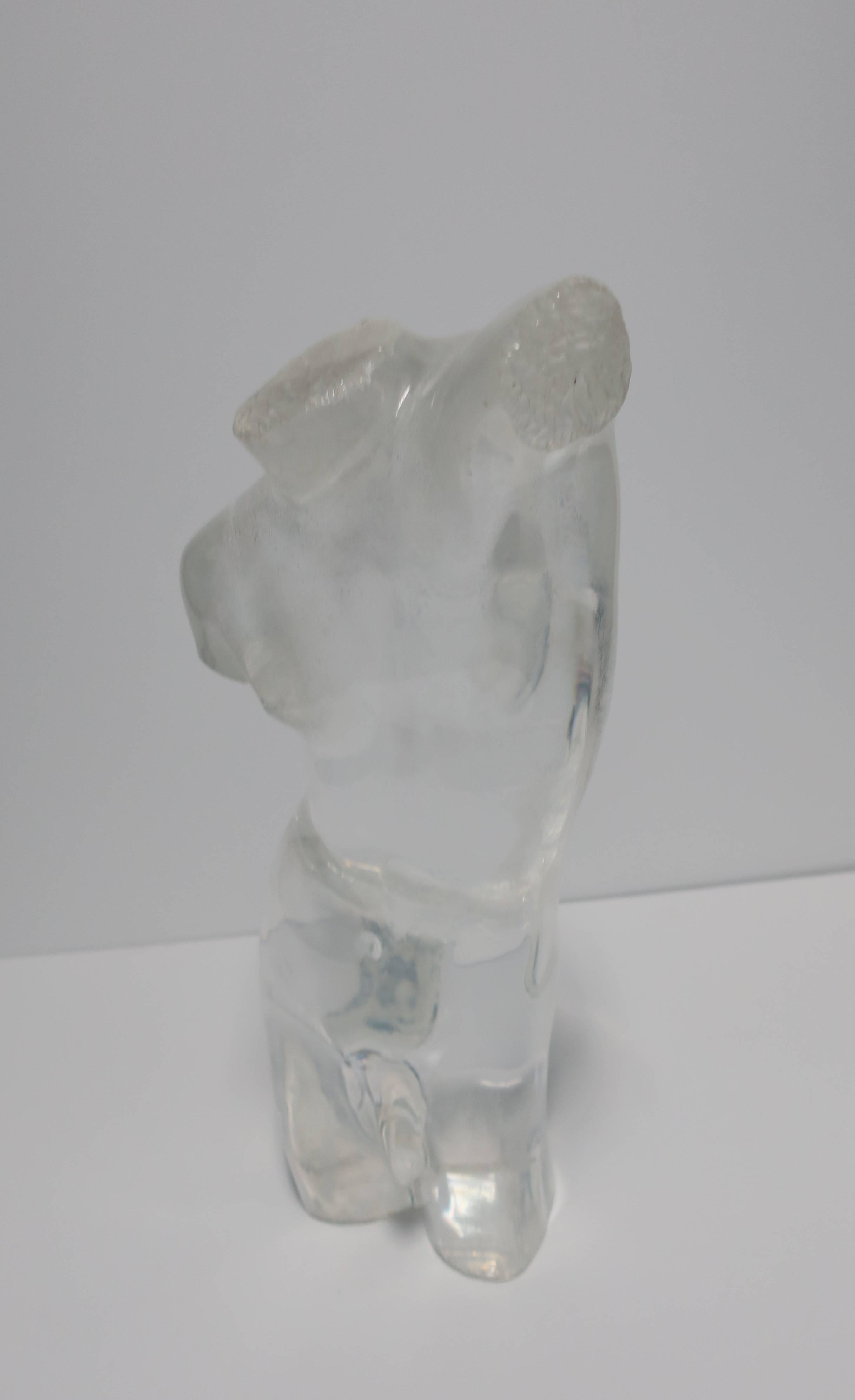Late 20th Century Signed Modern Lucite Male Torso Bust Sculpture, ca. 1970s