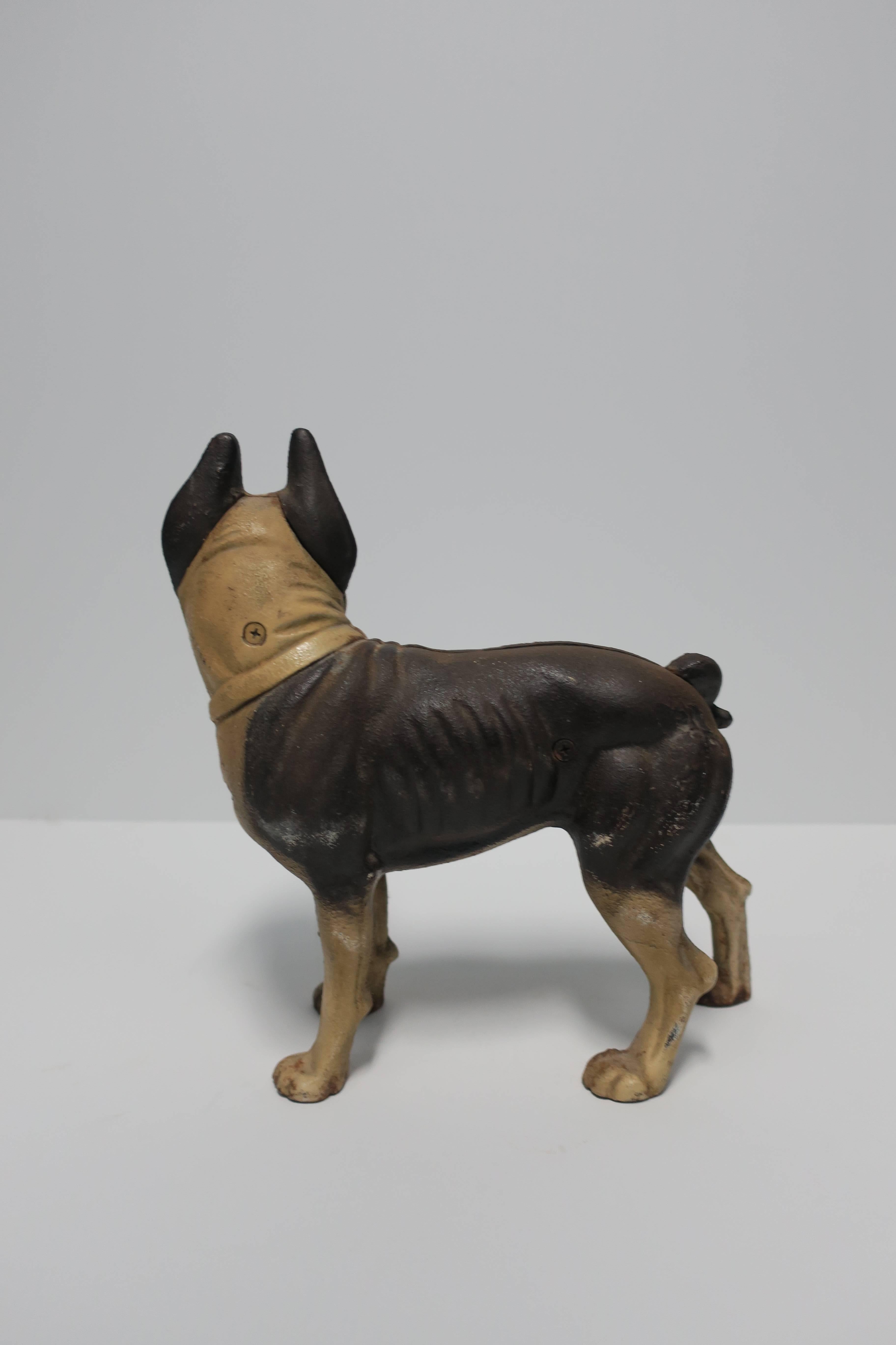 Substantial Cast Iron Boston Terrier Dog Sculpture or Doorstop, circa 1930 2