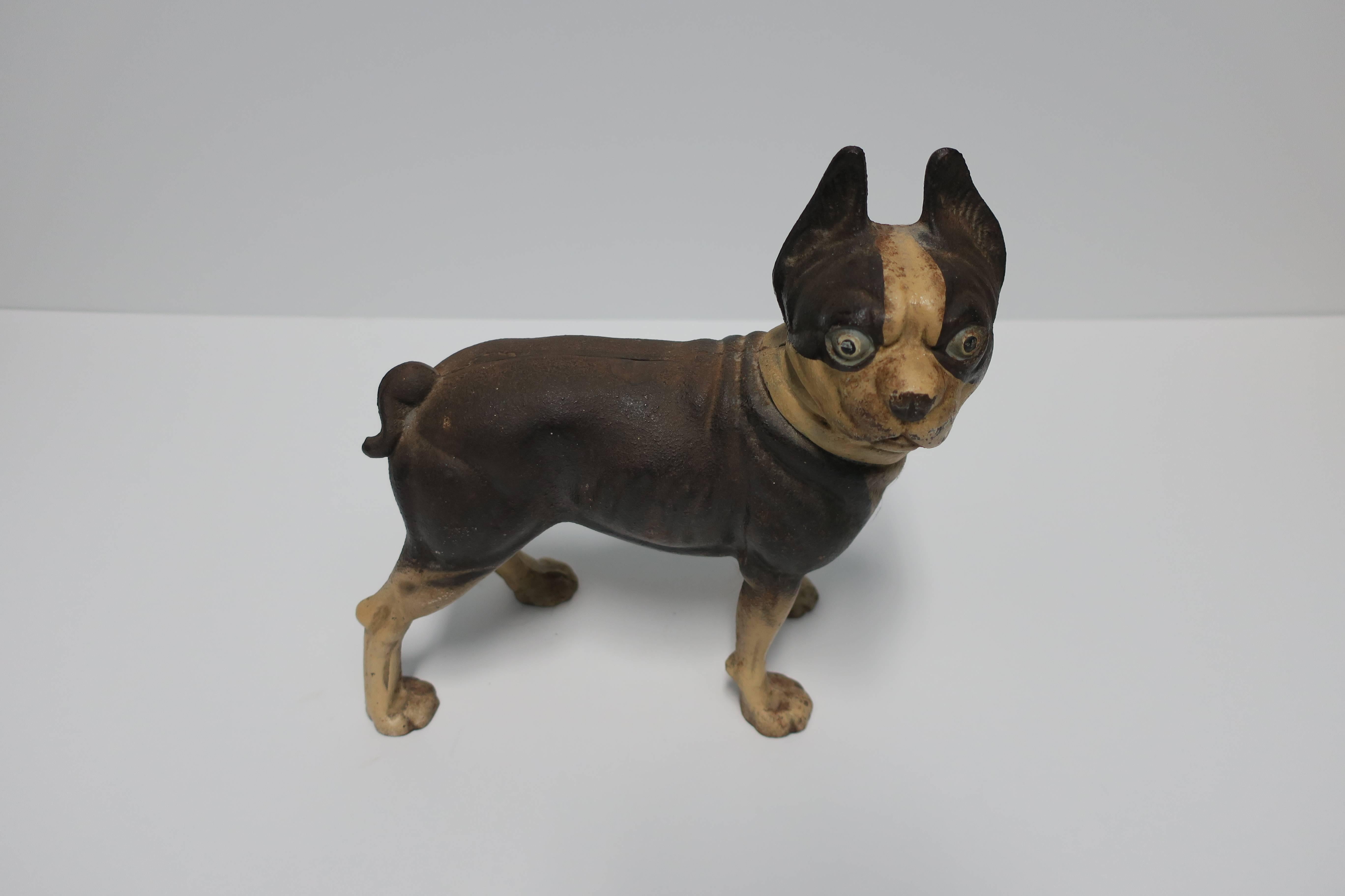 American Substantial Cast Iron Boston Terrier Dog Sculpture or Doorstop, circa 1930