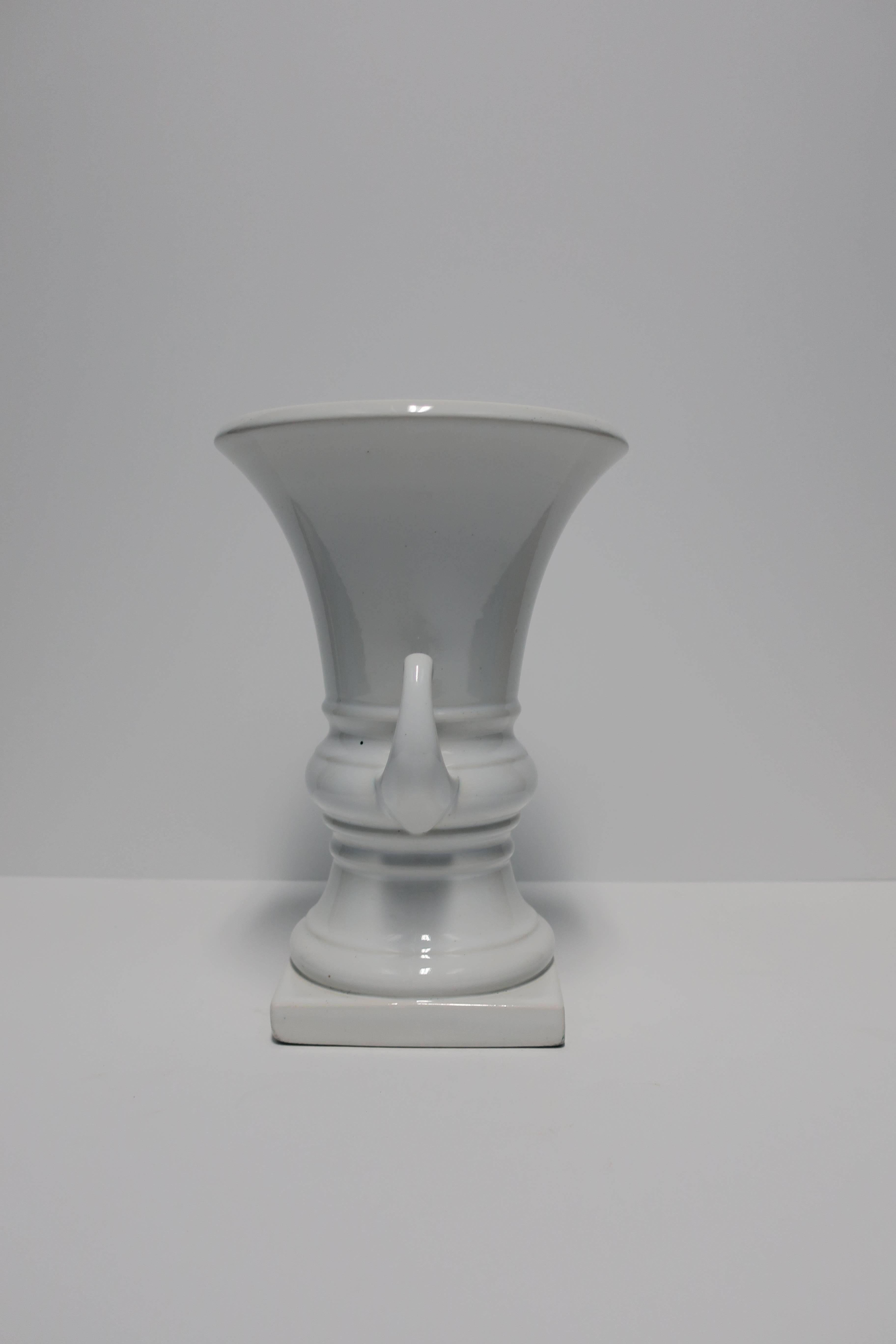 Glazed Italian White Pottery Urns Vases