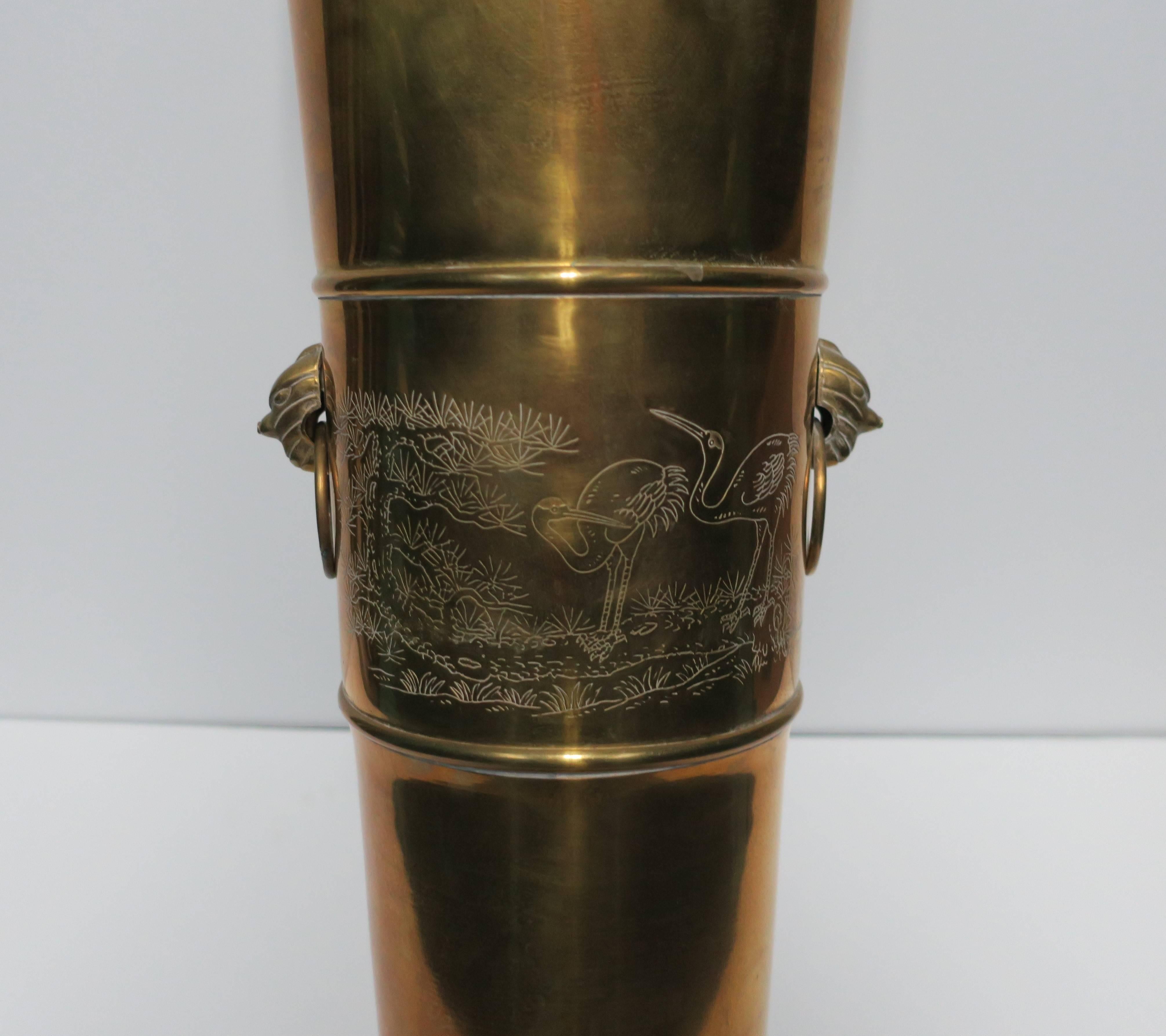 Vintage Brass Urn Umbrella Stand In Good Condition In New York, NY