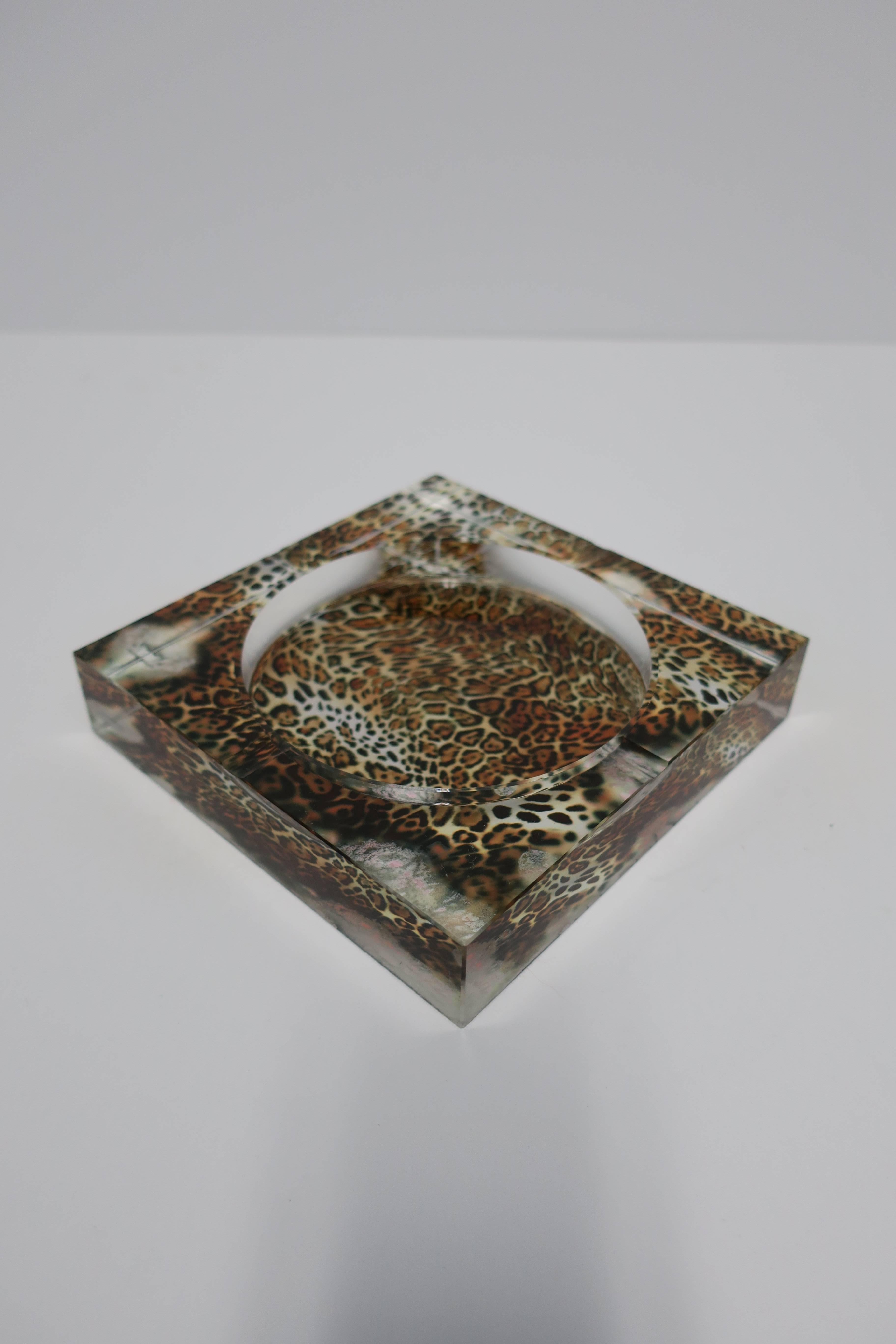 Clear Glass Leopard Decorated Vessel or Ashtray 2